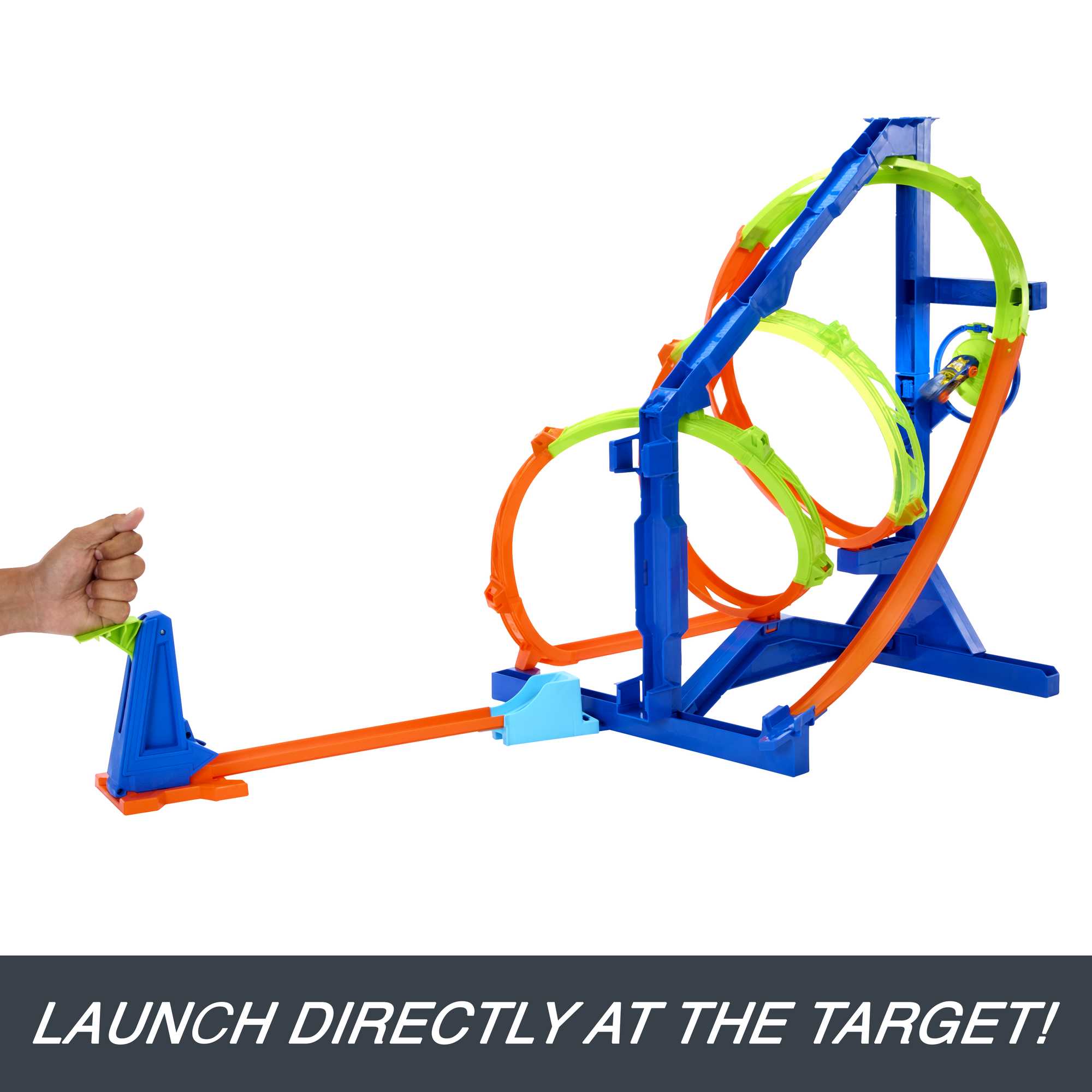 Hot Wheels Action Track Set With 1 Toy Car, Corkscrew Triple Loop Track Set - Image 4