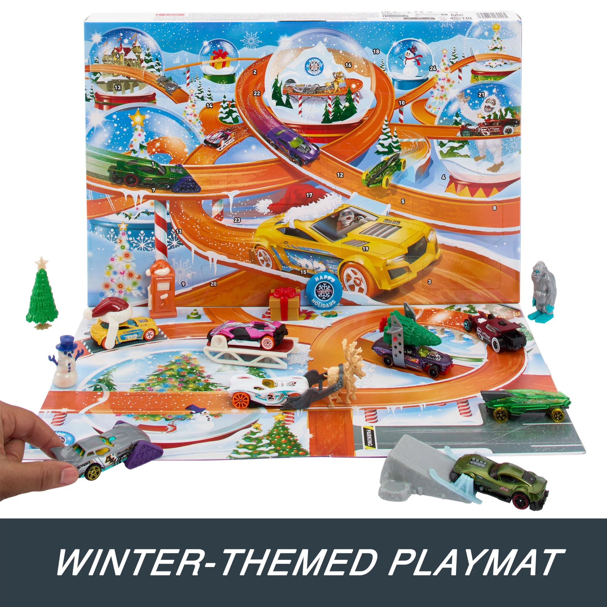 Hot Wheels Advent Calendar 2024, 8 Hot Wheels Toy Cars And 16 Accessories (24 Total Components) - Image 5