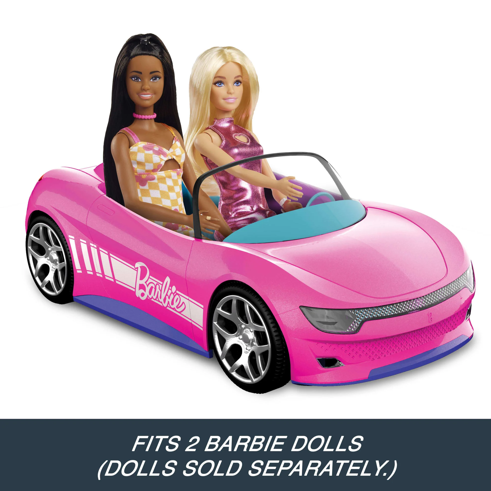 Hot Wheels RC Barbie Convertible, Battery-Powered Remote-Control Toy Car, Fits 2 Barbie Dolls - Image 5