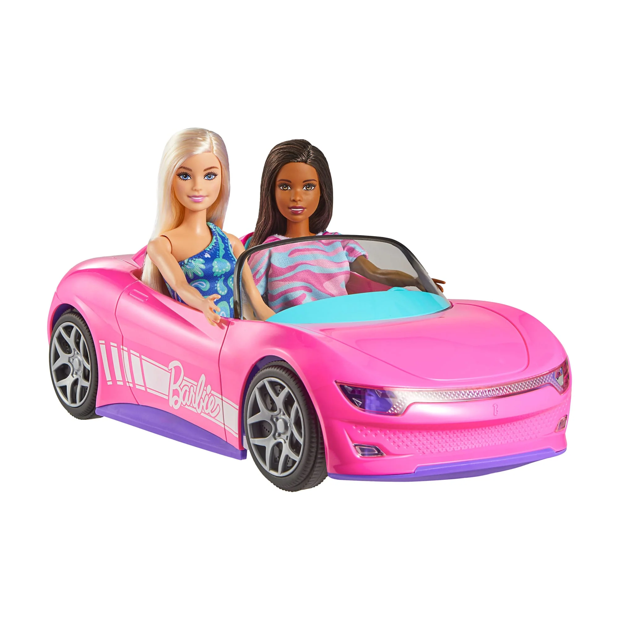 Hot Wheels RC Barbie Convertible & 2 Barbie Dolls, Battery-Powered Remote-Control Toy Car - Image 3
