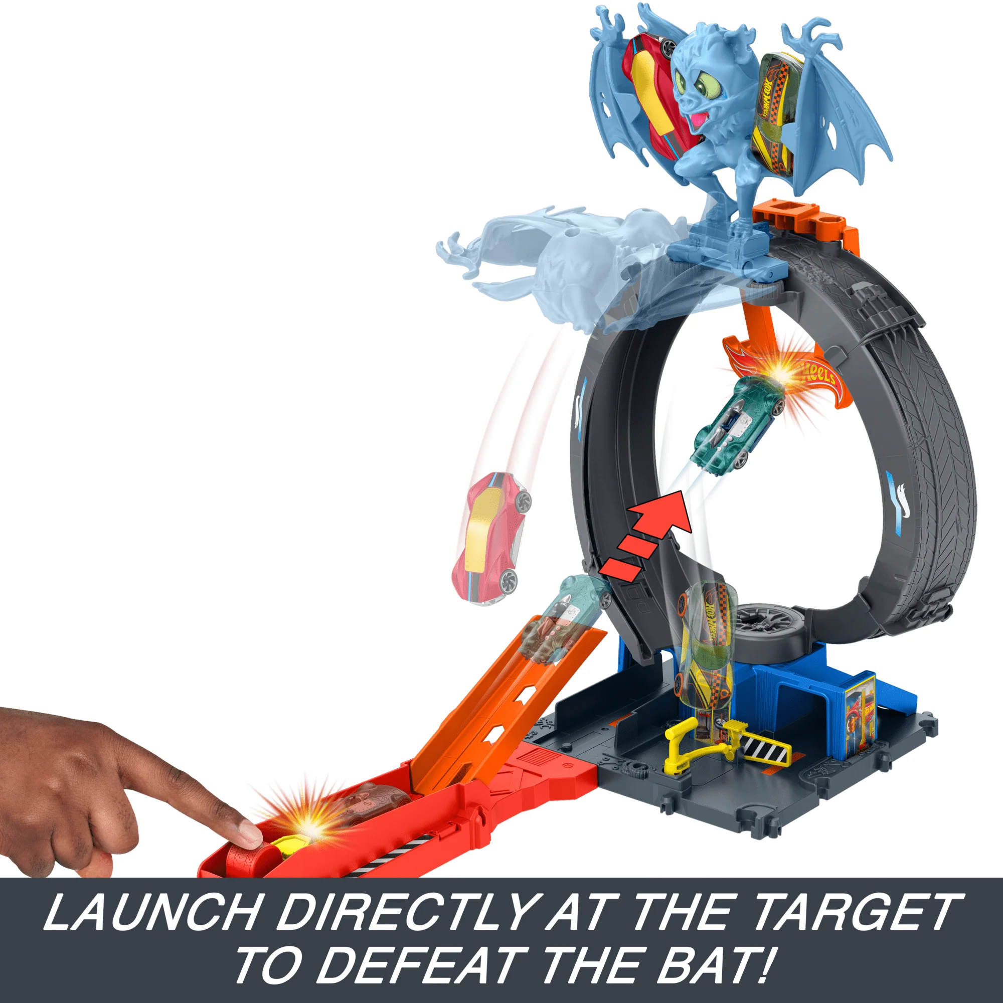 Hot Wheels City Bat Loop Attack Playset & 1:64 Scale Toy Car, Featured in The Series “Let's Race” - Image 3