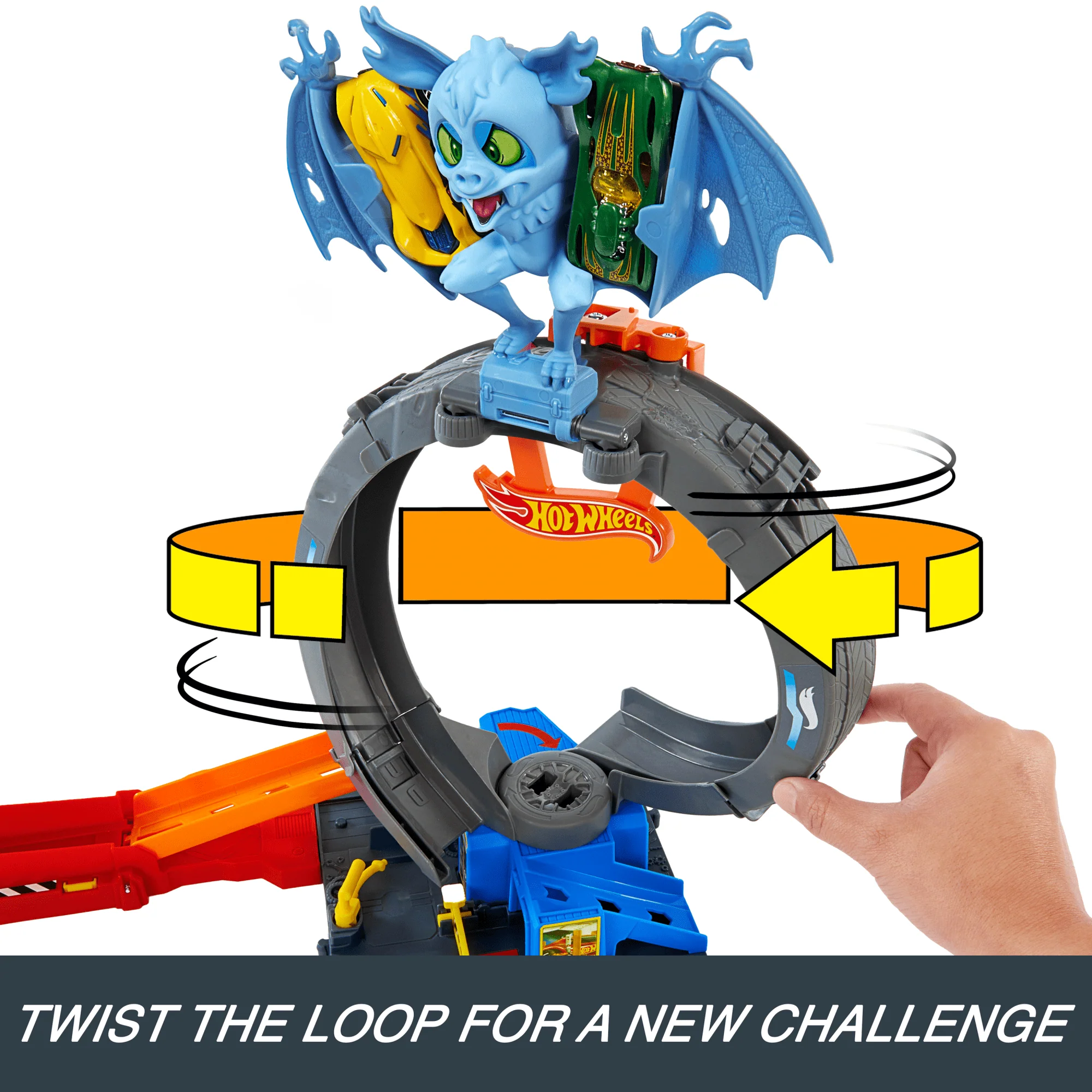 Hot Wheels City Bat Loop Attack Playset & 1:64 Scale Toy Car, Featured in The Series “Let's Race” - Image 4