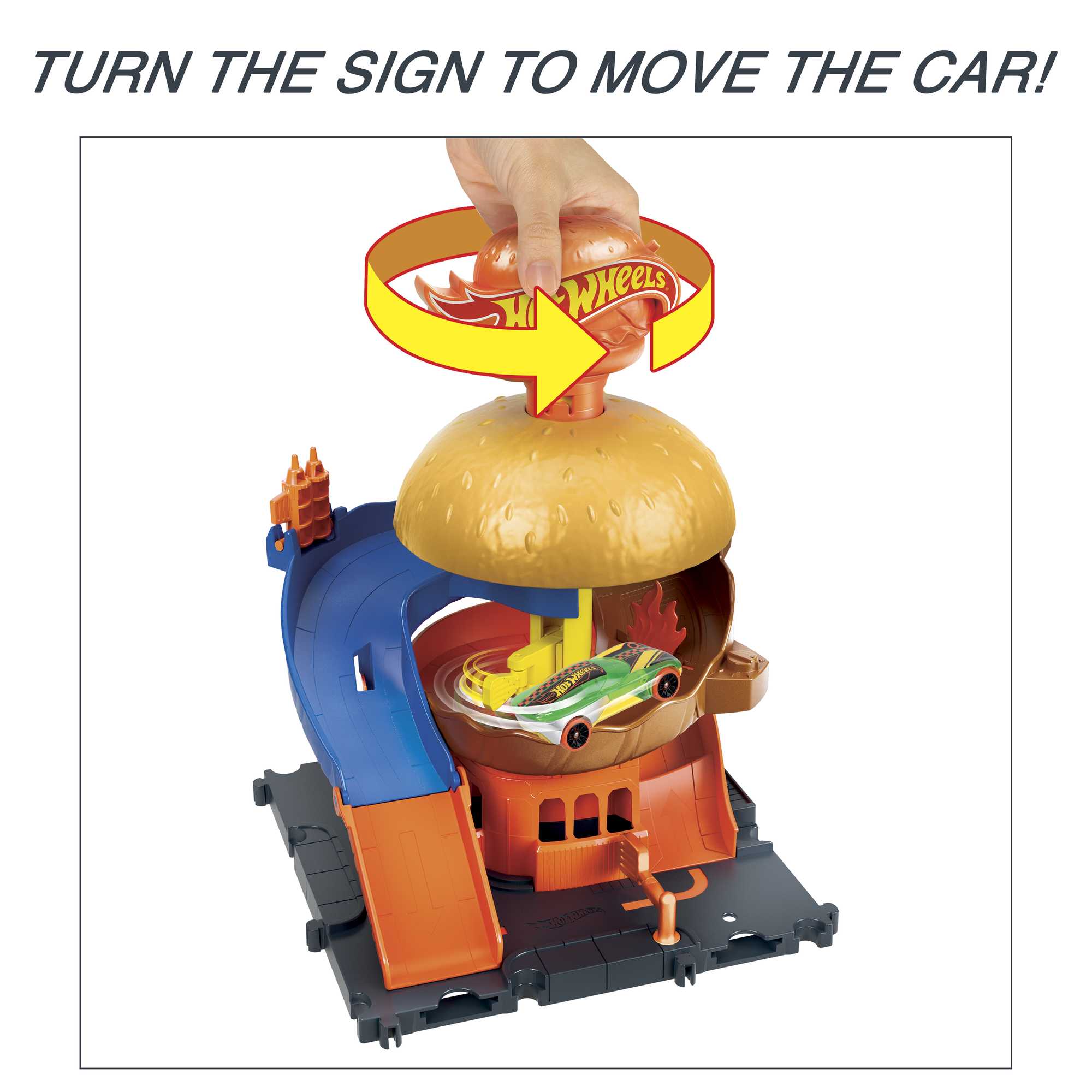 Hot Wheels City Burger Drive-Thru Playset, With 1 Toy Car - Image 3