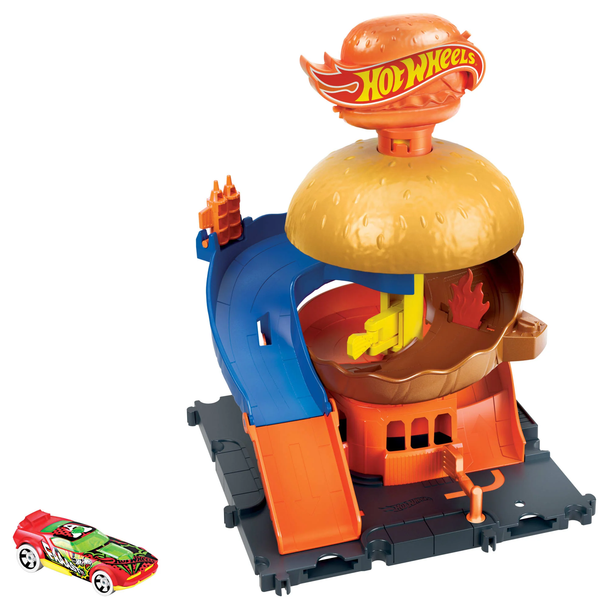 Hot Wheels City Burger Drive-Thru Playset, With 1 Toy Car - Image 6