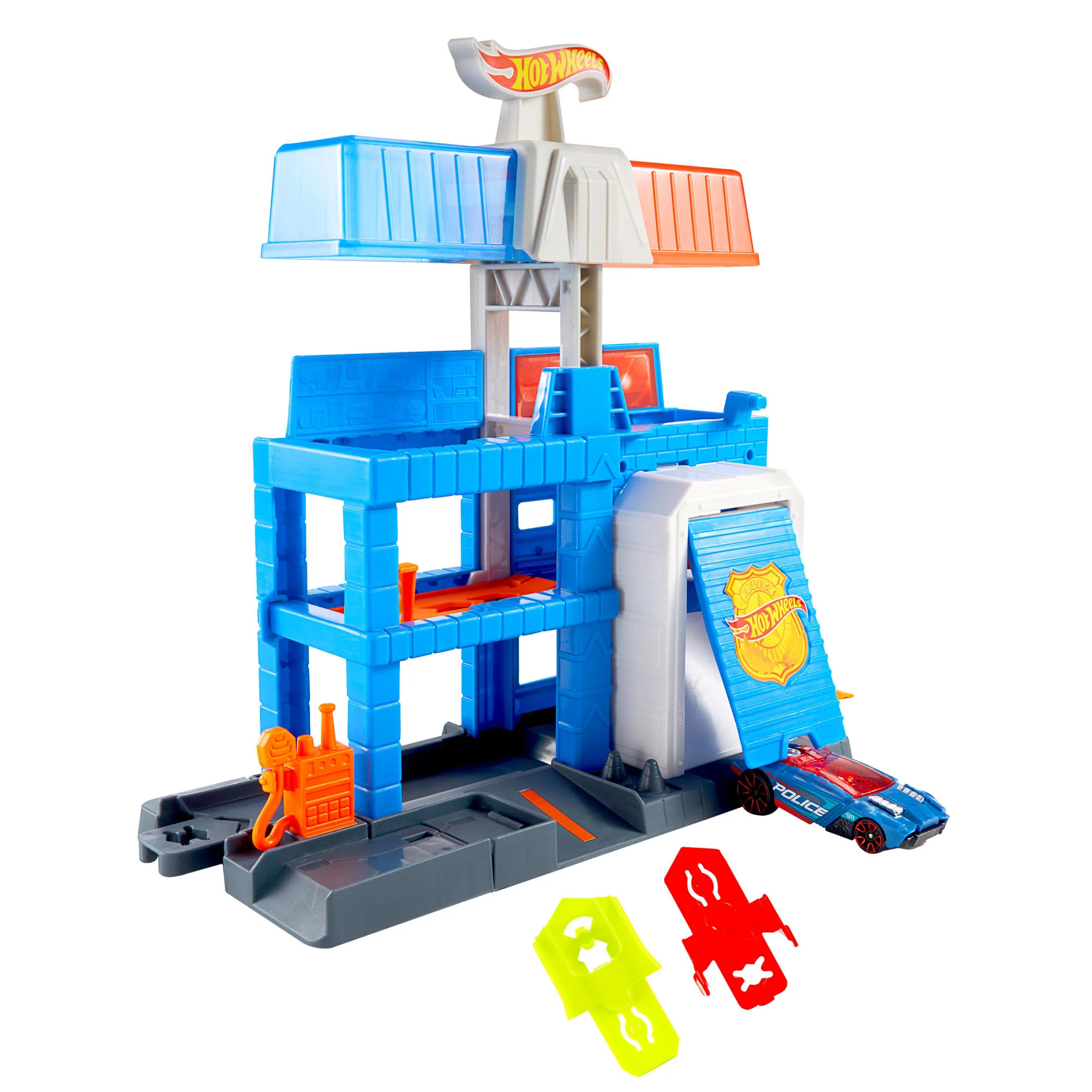 Hot Wheels City Downtown Police Tower Playset & 1:64 Scale Die-Cast Police Toy Car