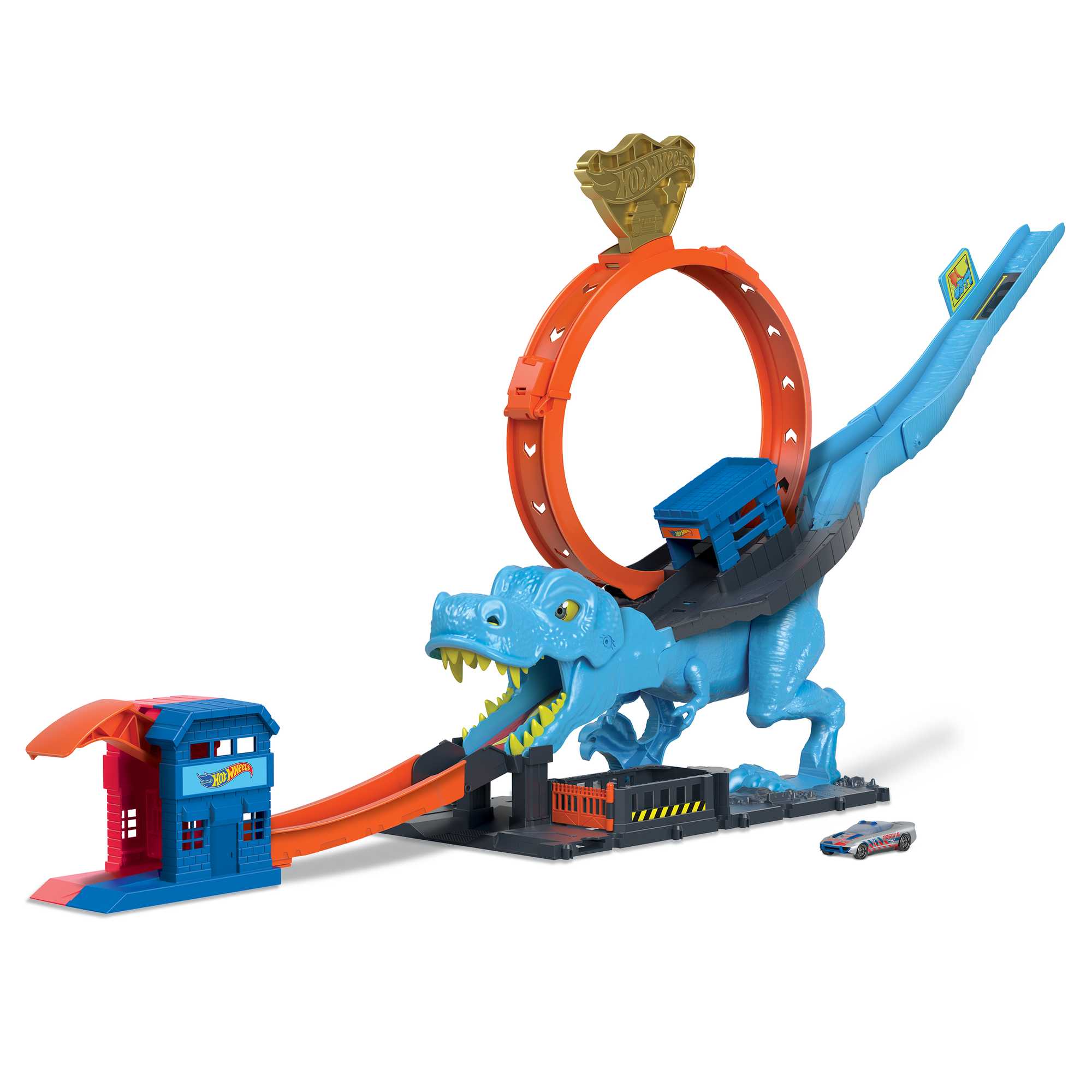 Hot Wheels City-L’Attaque du T-Rex-Coffret Looping, 1 Voiture Incluse