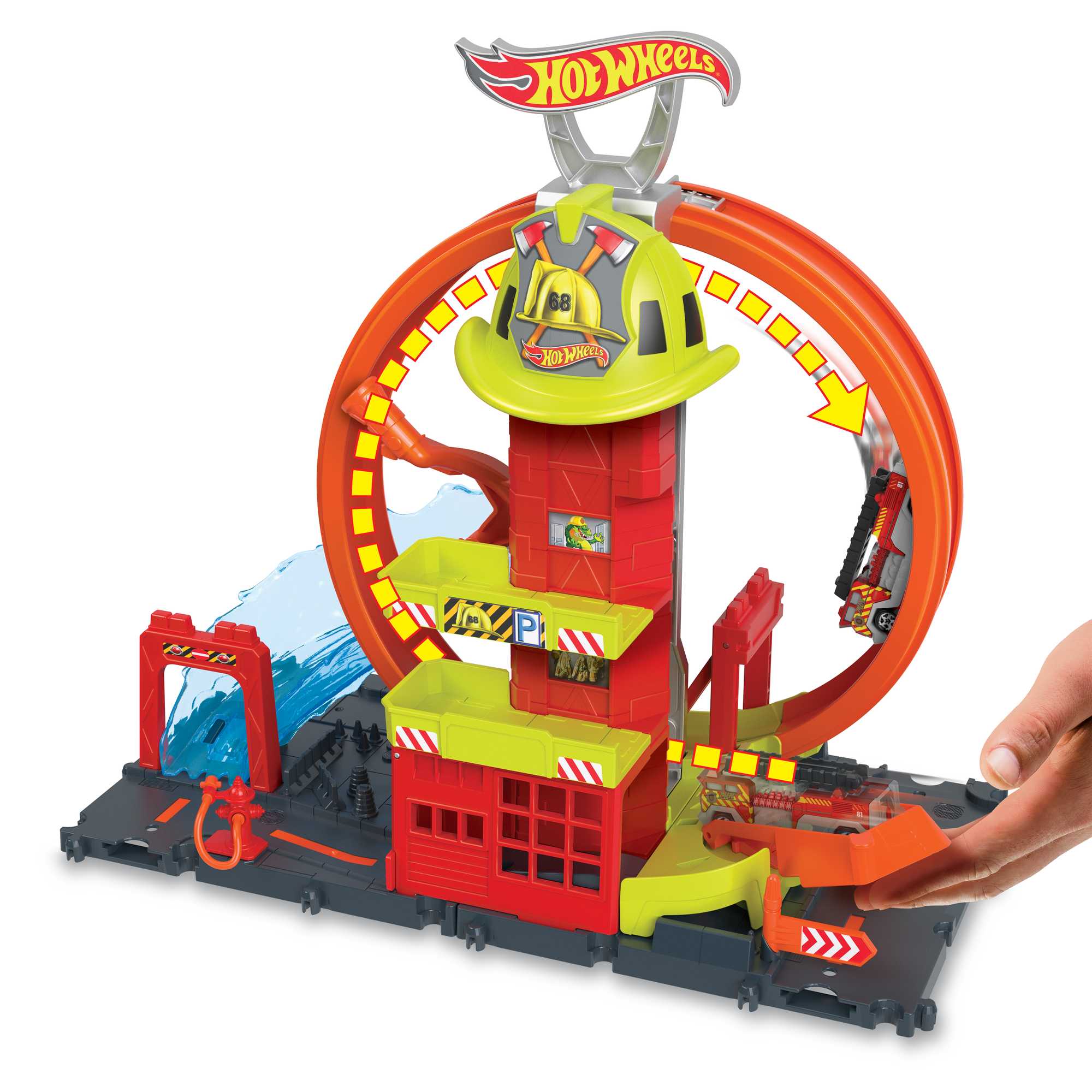 Hot Wheels City-Looping Caserne de Pompiers-Coffret, 1 Camion Inclus - Image 3