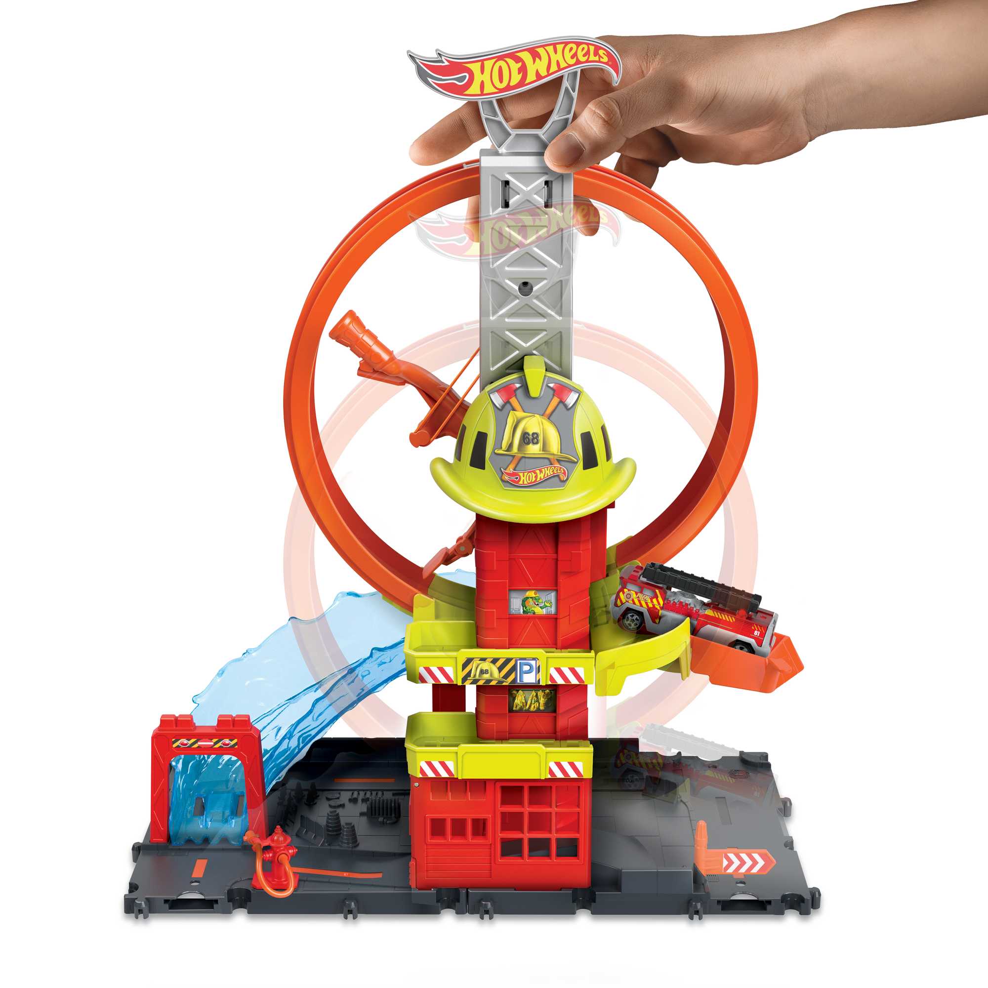 Hot Wheels City-Looping Caserne de Pompiers-Coffret, 1 Camion Inclus - Image 4