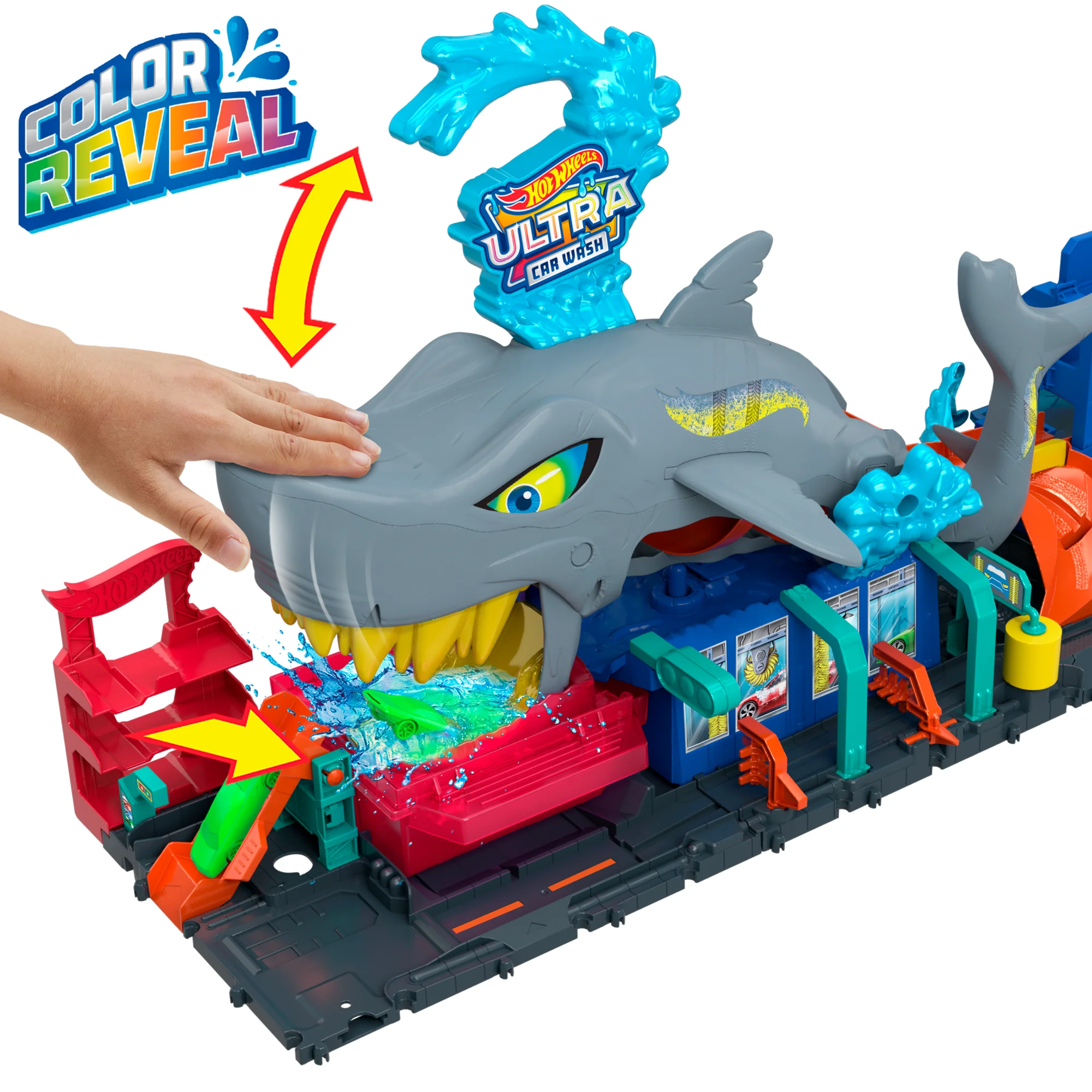 Hot Wheels City Pista de Brinquedo Lava-Rápido Mega Tubarão - Image 3