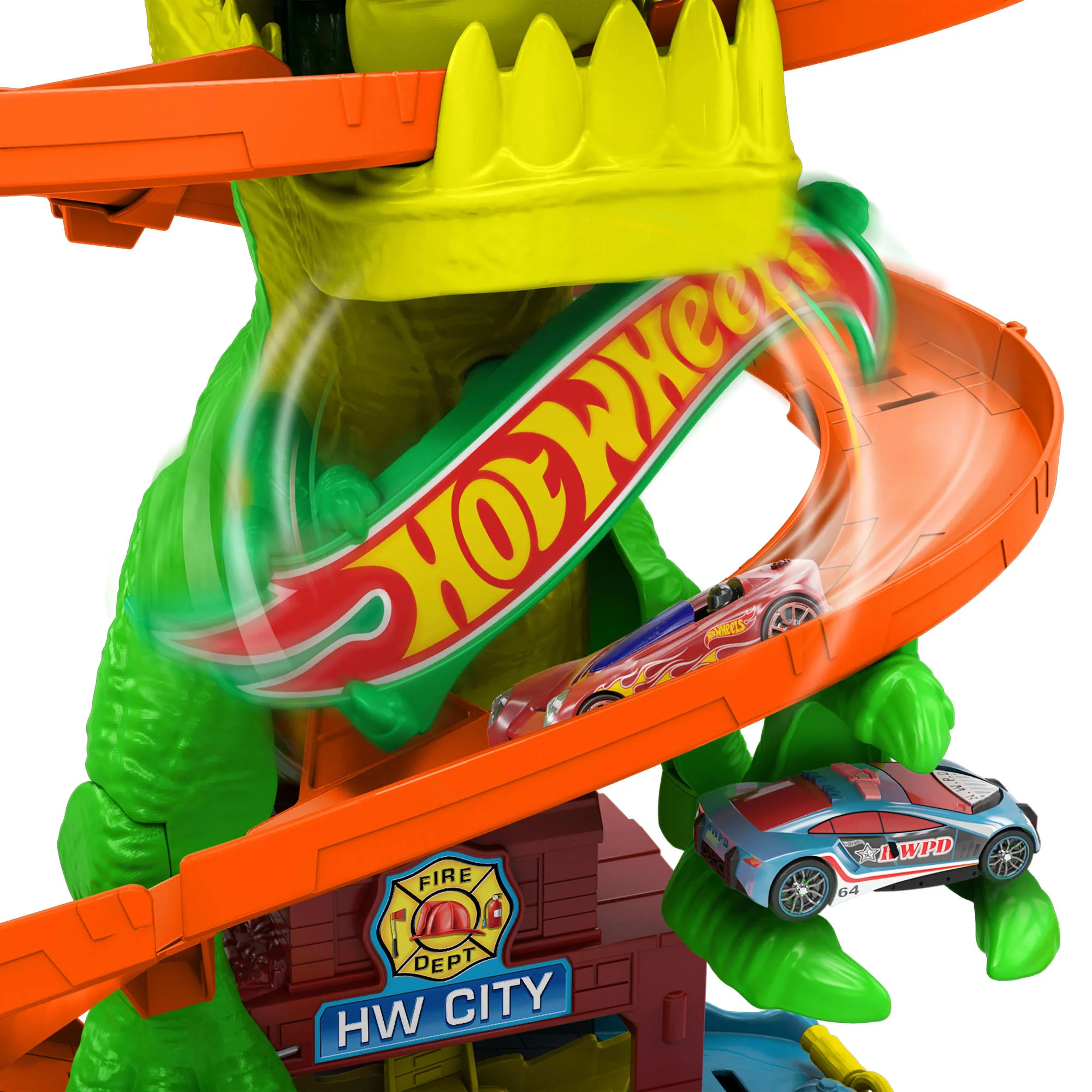 Hot Wheels City Pista de Brinquedo T-Rex x Quartel de Bombeiros - Image 4