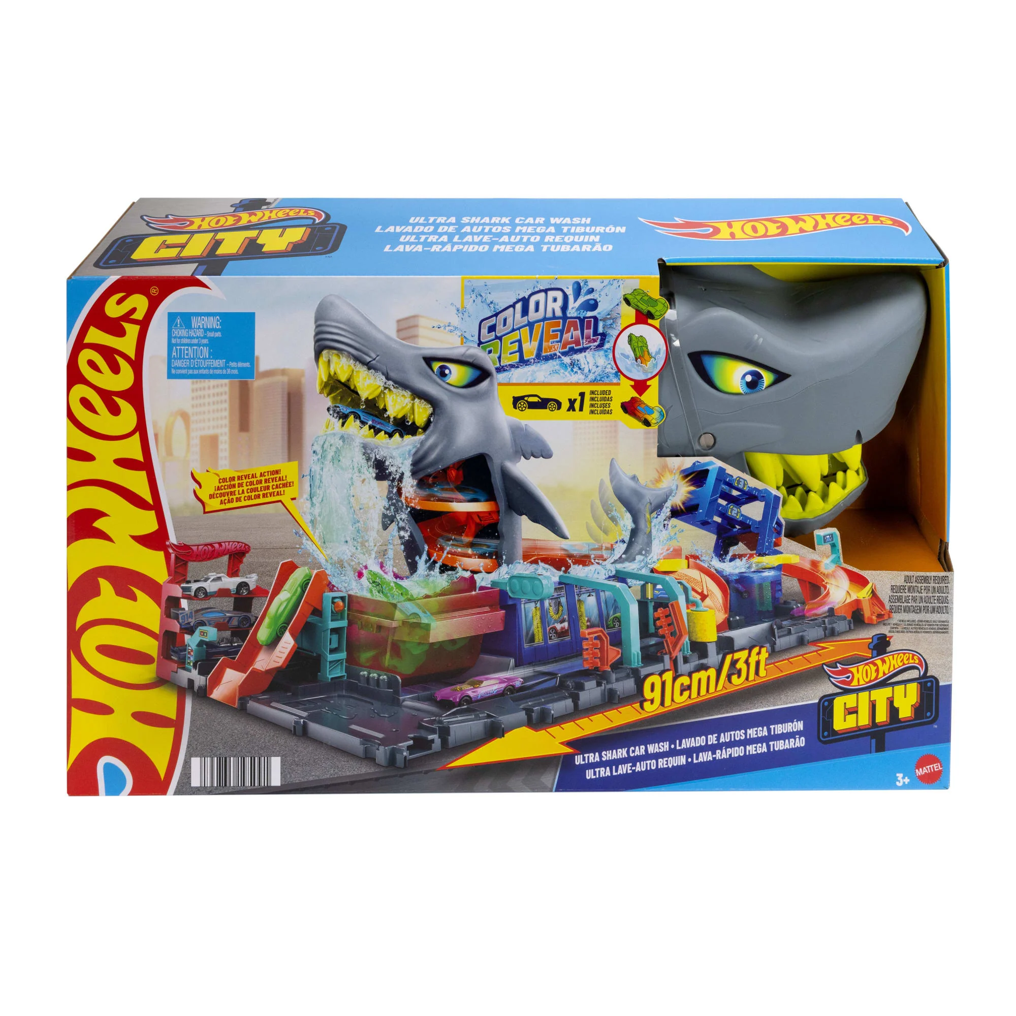 Hot Wheels City Pista de Juguete Lavado de Autos Mega Tiburón - Image 6