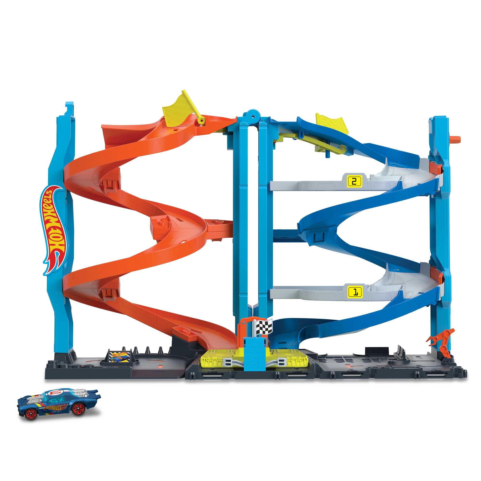 Hot Wheels City Pista de Juguete Torre de Carreras con Doble Altura