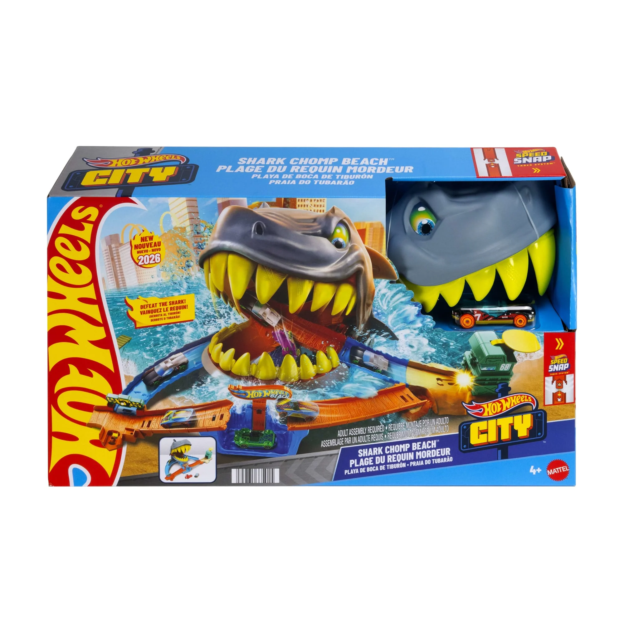 Hot Wheels City Shark Chomp Beach Playset & 1:64 Scale Die-Cast Toy Car, Big Win Moment - Image 6