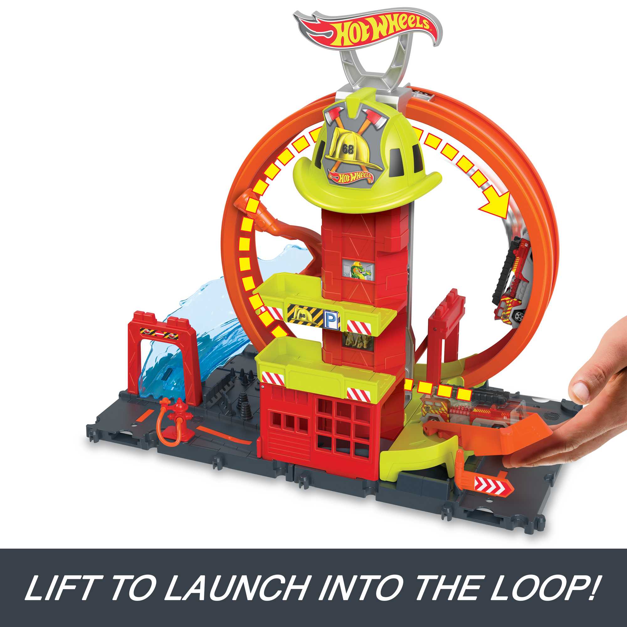 Hot Wheels City Super Loop Fire Station Playset, Track Set With 1 Toy Car - Image 3