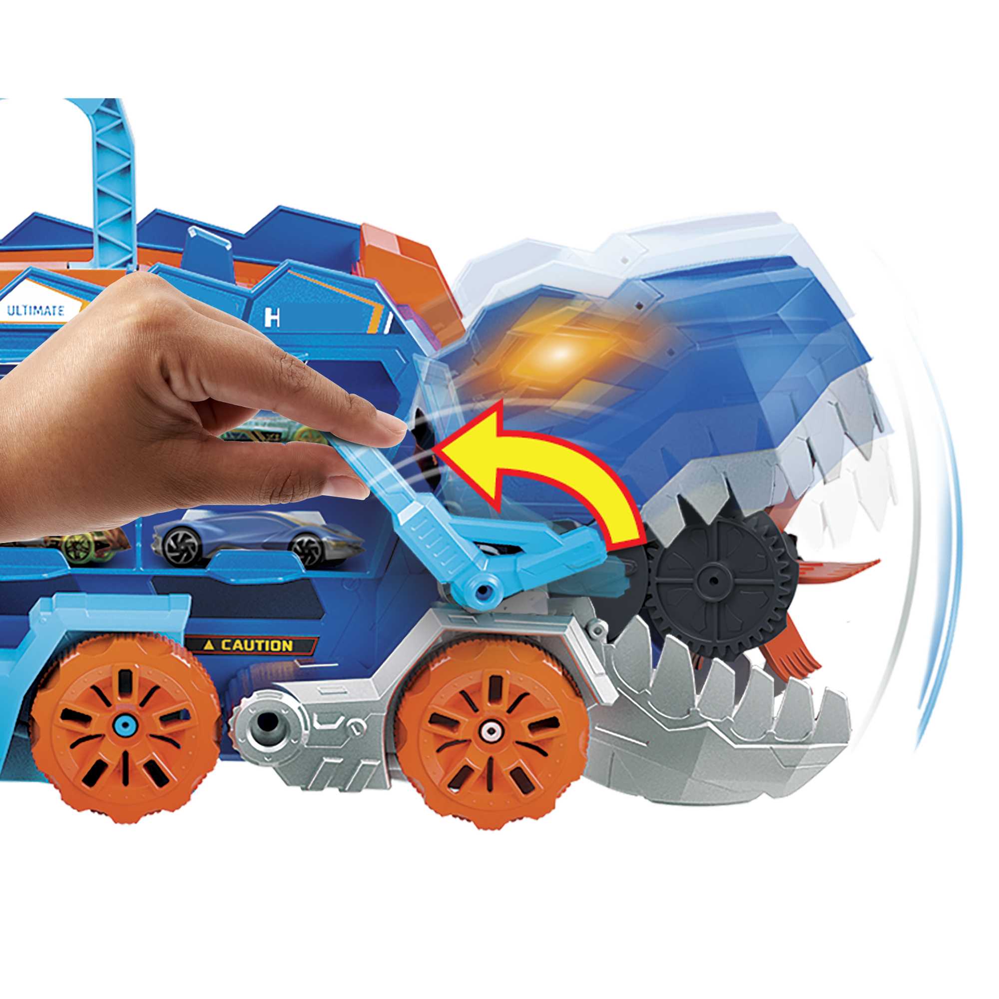 Hot Wheels City-Transporteur T-Rex Pour +20 Voitures, Piste de Course - Image 3