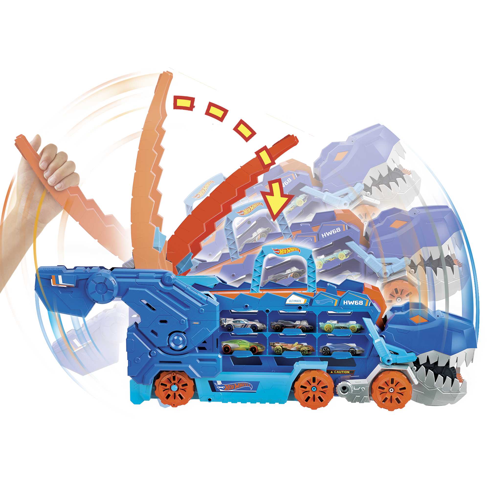Hot Wheels City-Transporteur T-Rex Pour +20 Voitures, Piste de Course - Image 4