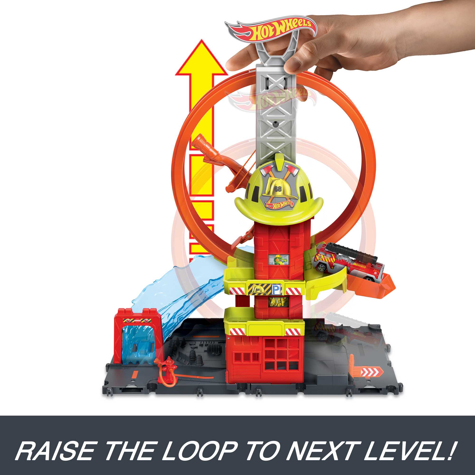 Hot Wheels City With 1 Toy Car, Super Loop Fire Station - Image 4