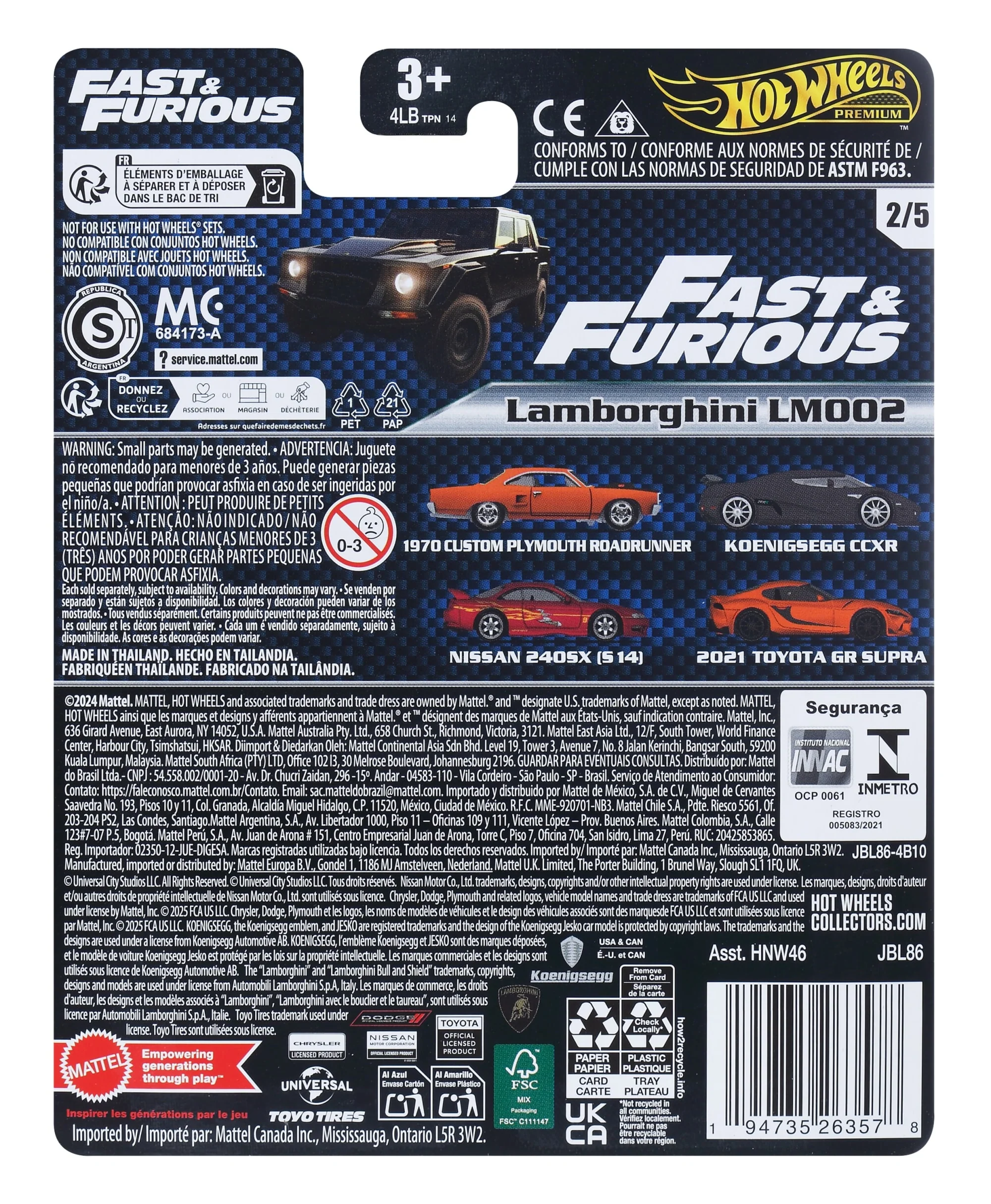 Hot Wheels Collector Veículo de Brinquedo Carro Fast e Furious Lamborghini LM002 - Image 2