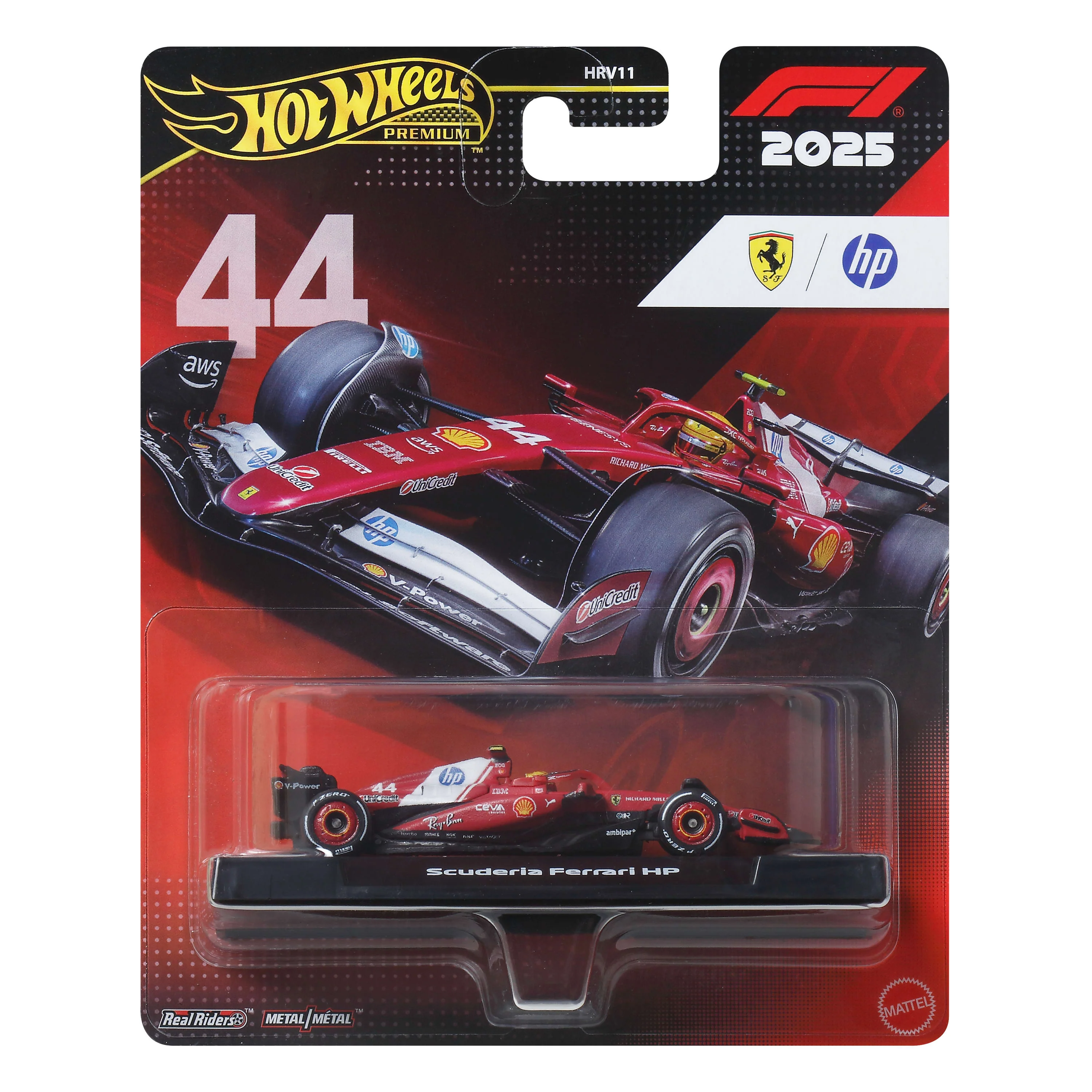 Hot Wheels Collector Veículo de Coleção Equipe Scuderia Ferrari HP Formula 1 Lewis Hamilton