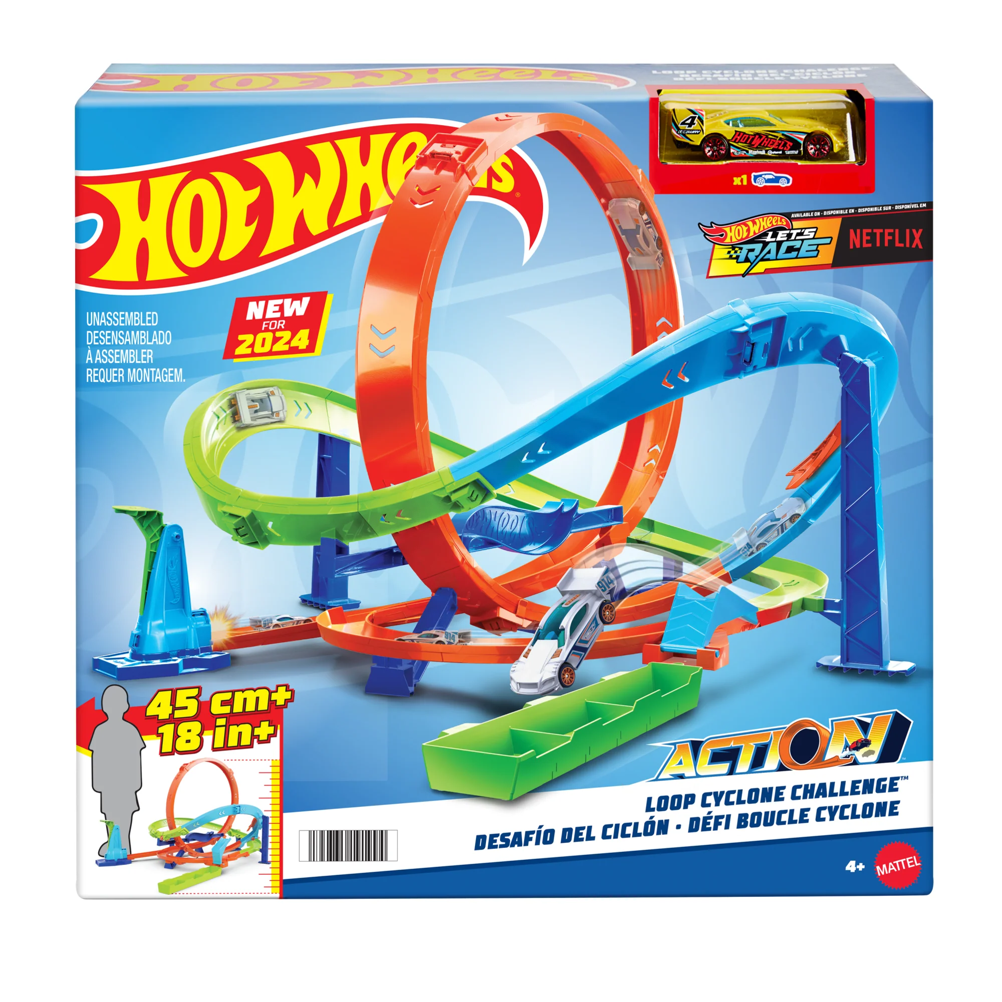 Hot Wheels Action Loop Cyclone Challenge Track Set With 1:64 Scale Toy Car, Easy Storage - Image 6