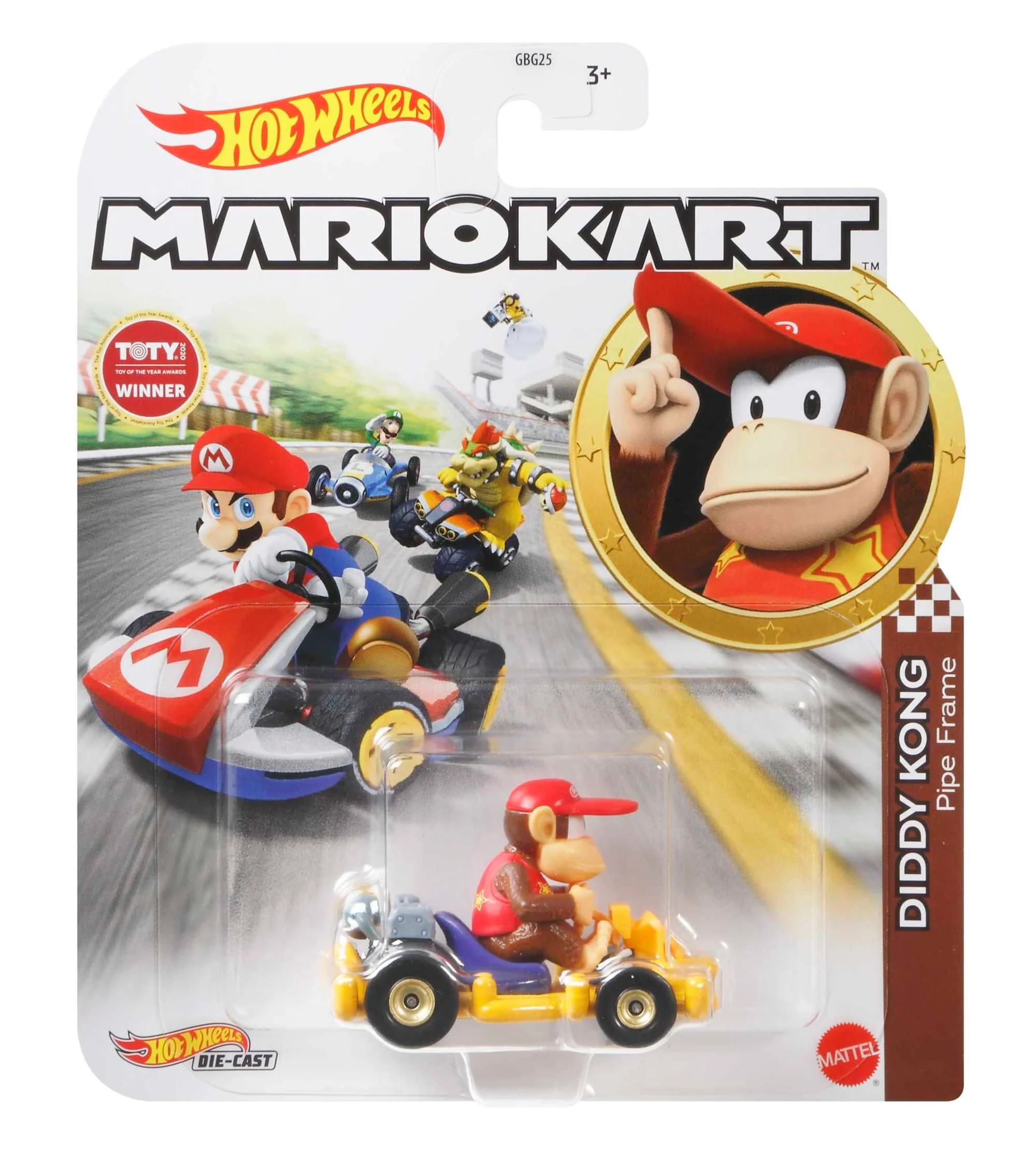 Hot Wheels Mario Kart Vehículo de Juguete Diddy Kong Pipe Frame - Image 4