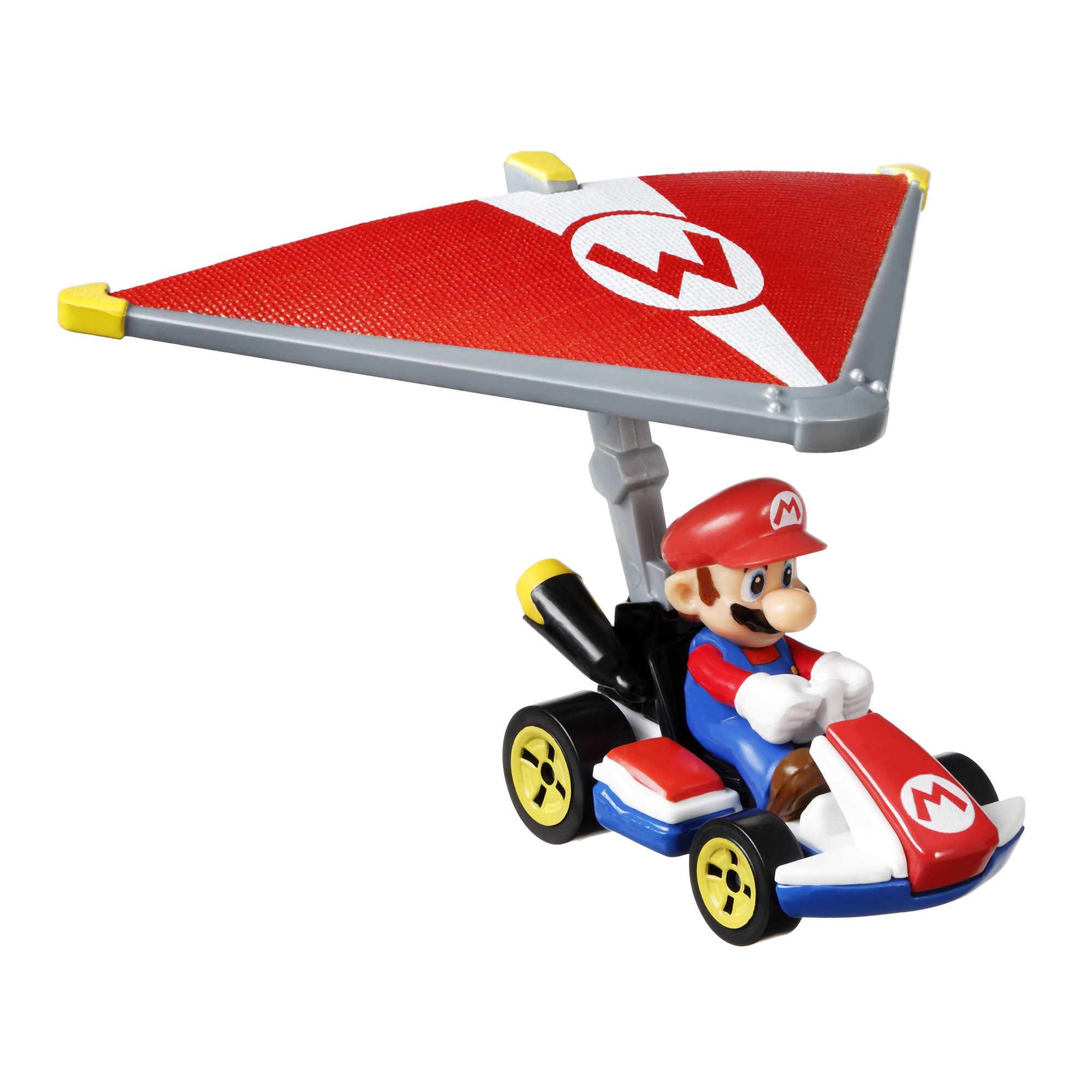 Hot Wheels Mario Kart Vehículo de Juguete Mario Estándar Kart con Super Glider