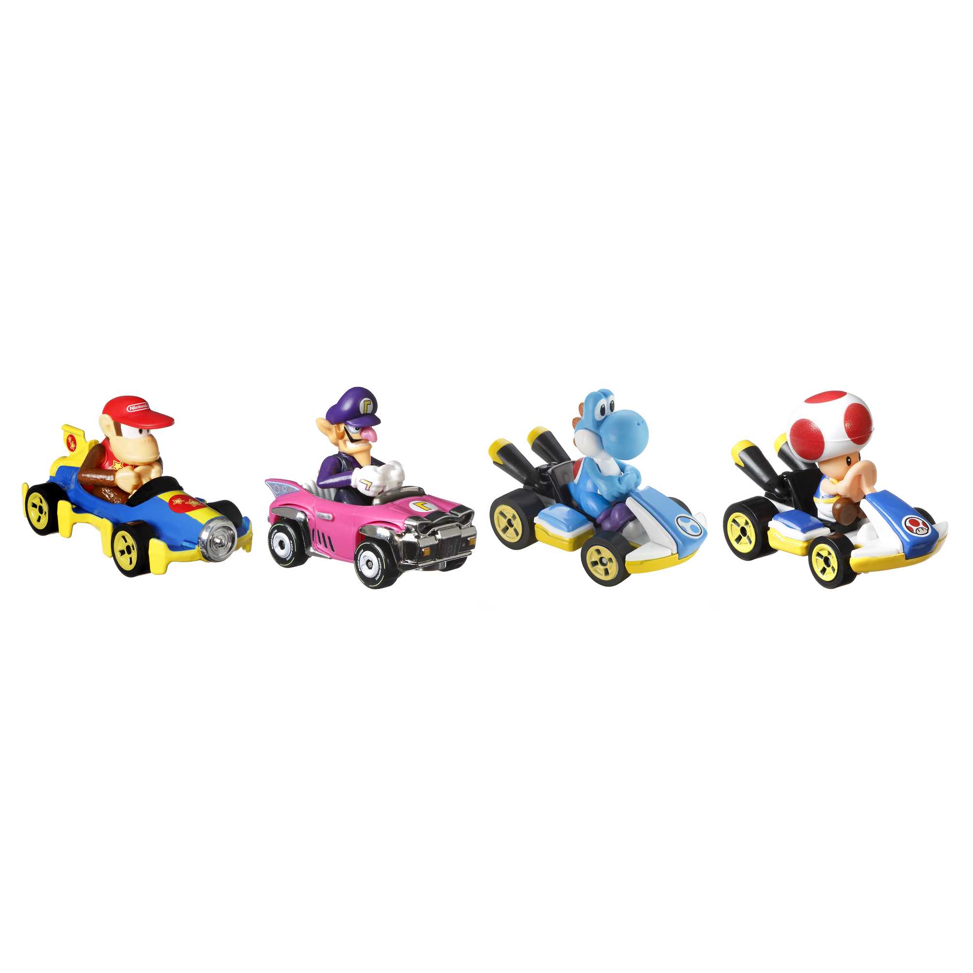 Hot Wheels Mario Kart Vehículo de Juguete Paquete de 4 con Diddy Kong, Waluigi, Toad y Yoshi azul - Image 6