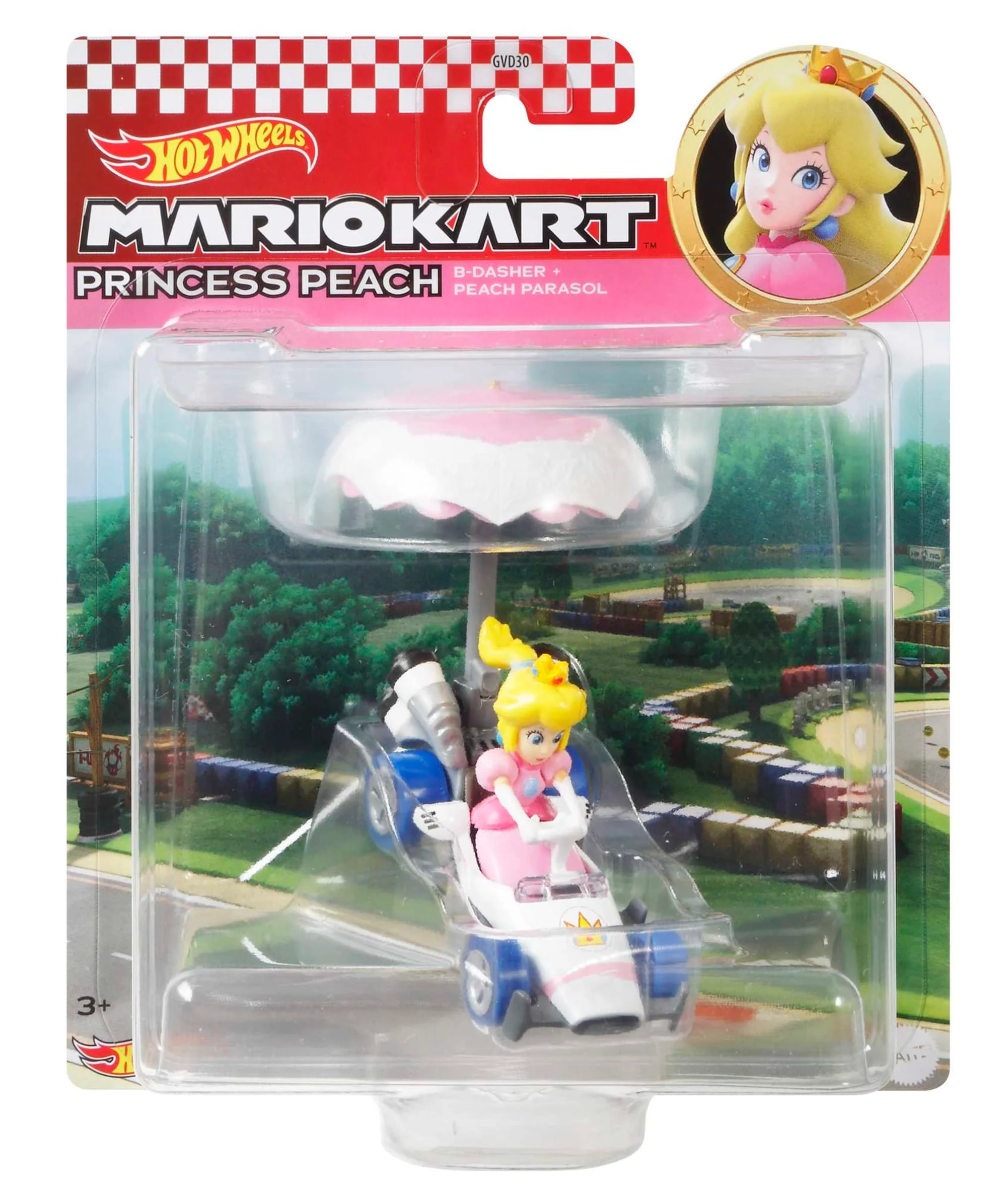 Hot Wheels Mario Kart Vehículo de Juguete Princesa Peach B-Dasher con Peach Parasol - Image 5