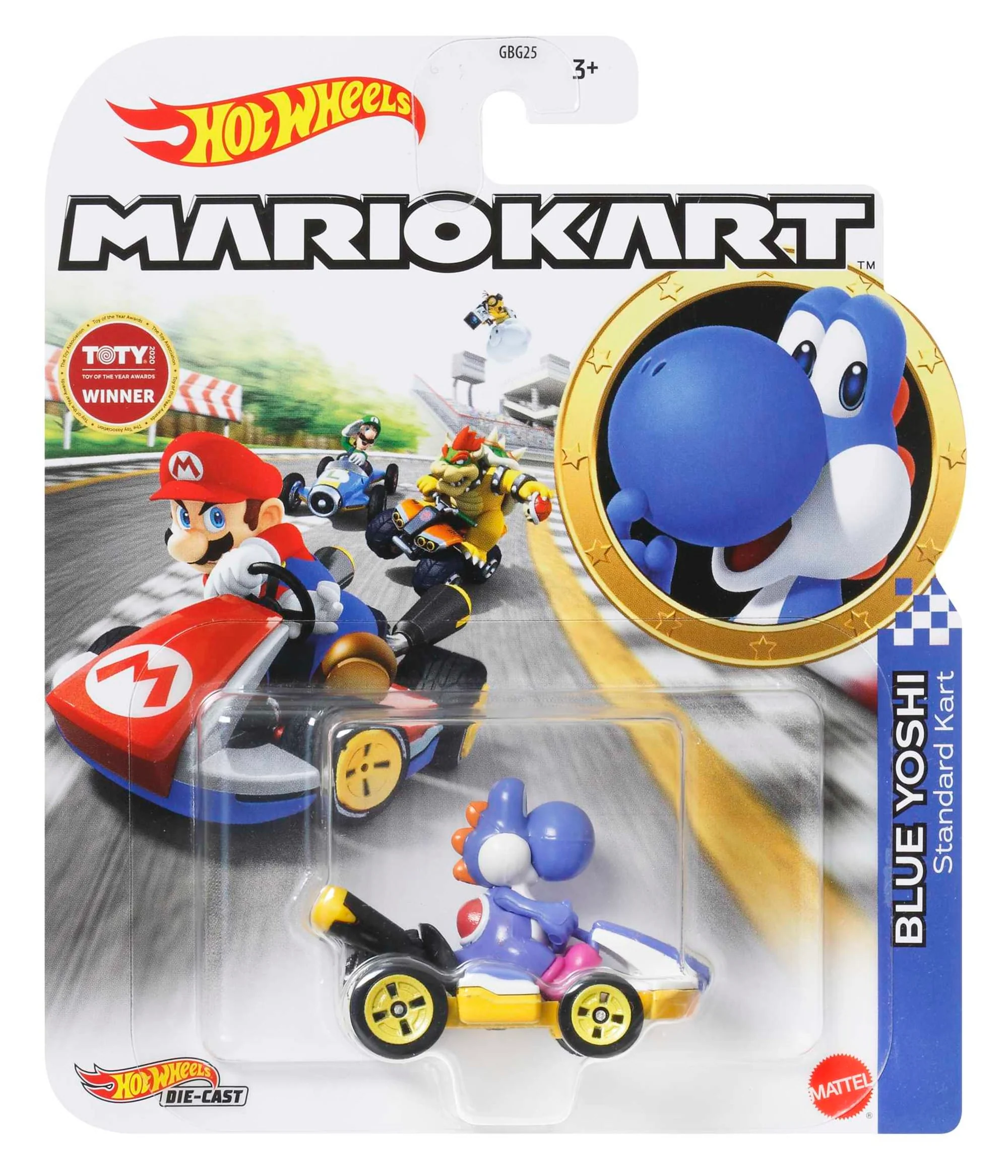 Hot Wheels Mario Kart Vehículo de Juguete Yoshi Estándar Kart Azul Obscuro - Image 5
