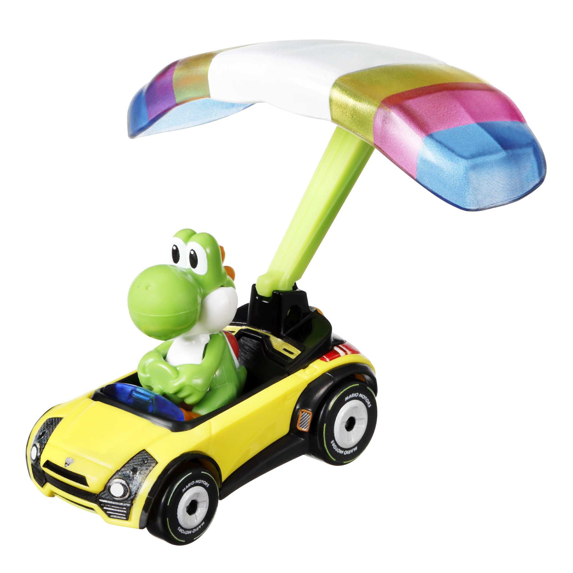Hot Wheels Mario Kart Vehículo de Juguete Yoshi Sports Coupe con Paracaídas - Image 2