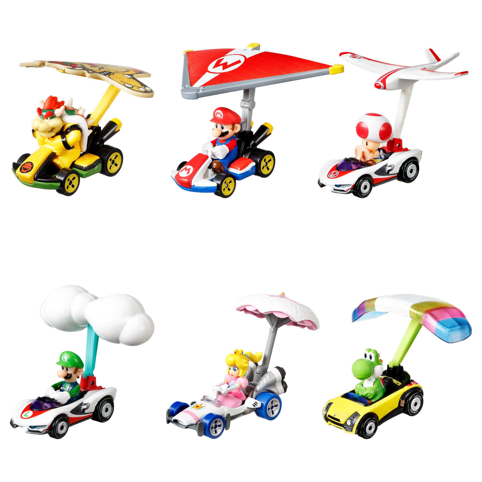 Hot Wheels Mario Kart Vehículo de Juguete Yoshi Sports Coupe con Paracaídas - Image 5