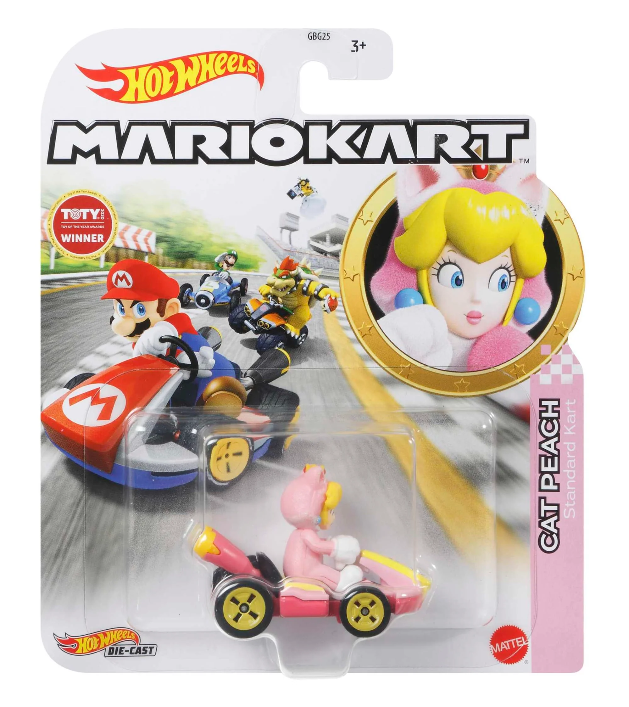 Hot Wheels Mario Kart Veículo de Brinquedo Cat Peach Standard Kart - Image 4
