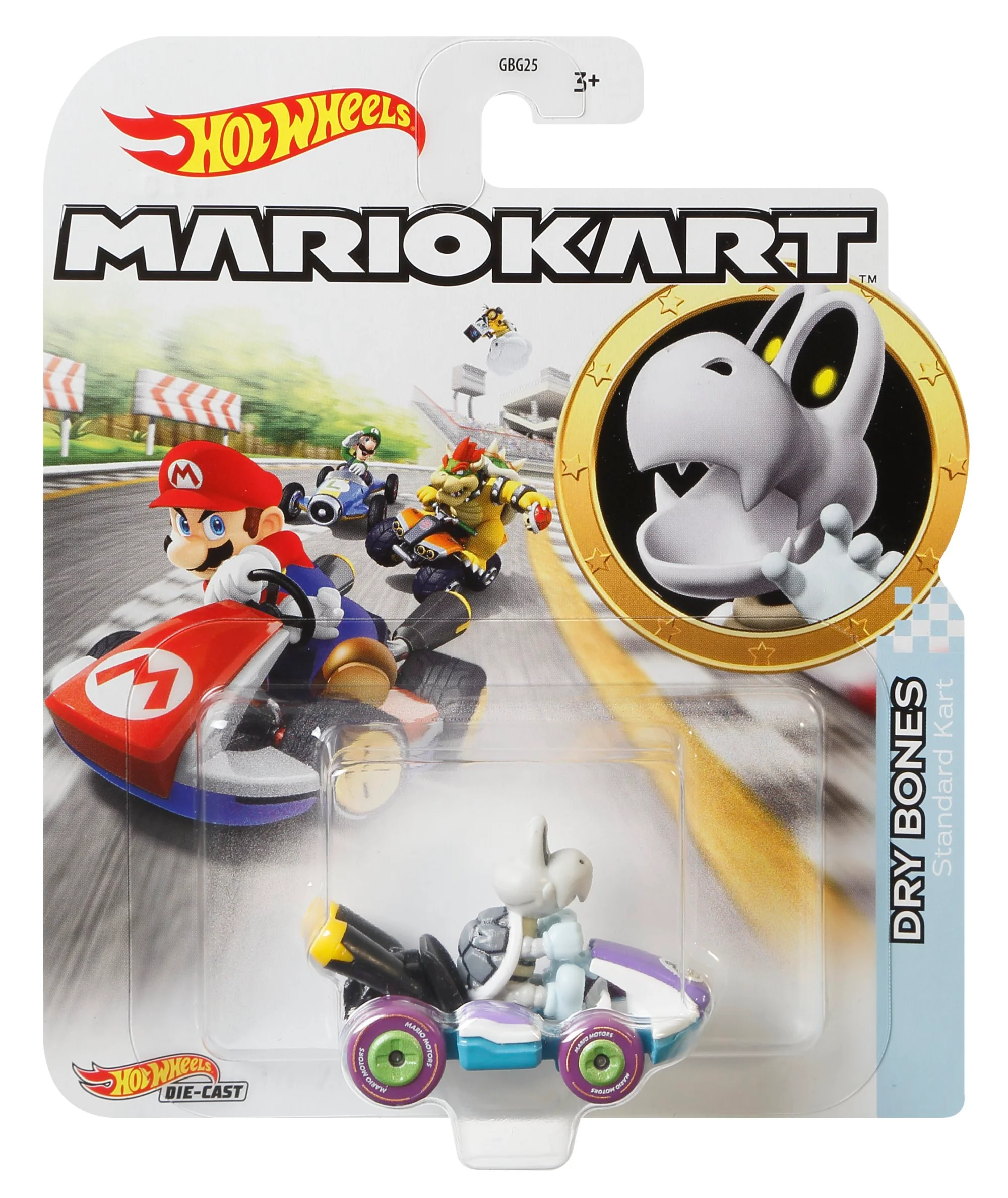 Hot Wheels Mario Kart Veículo de Brinquedo Dry Bones Standard Kart - Image 4