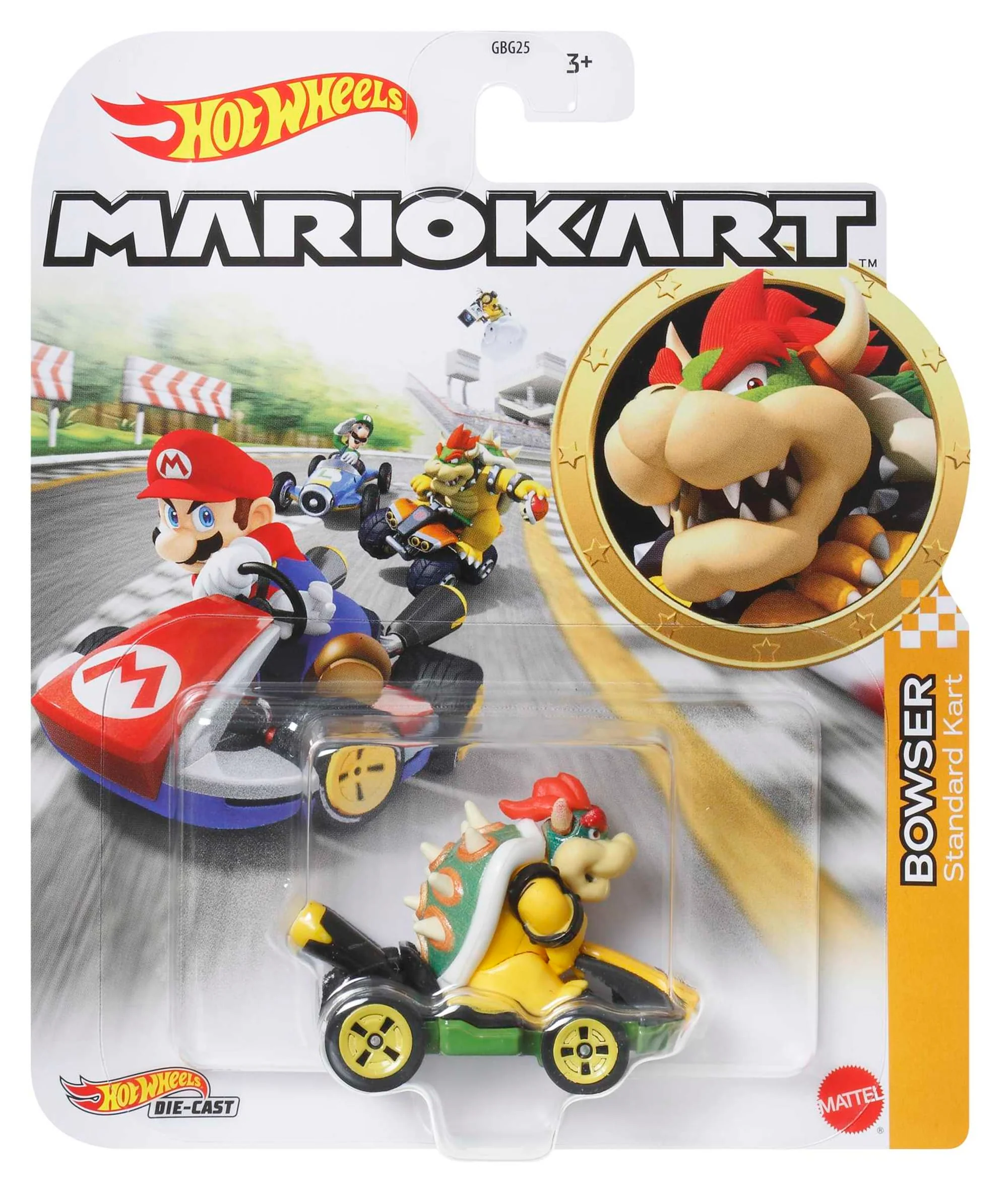 Hot Wheels Mario Kart Veículo de Brinquedo Kart Padrão Bowser - Image 3