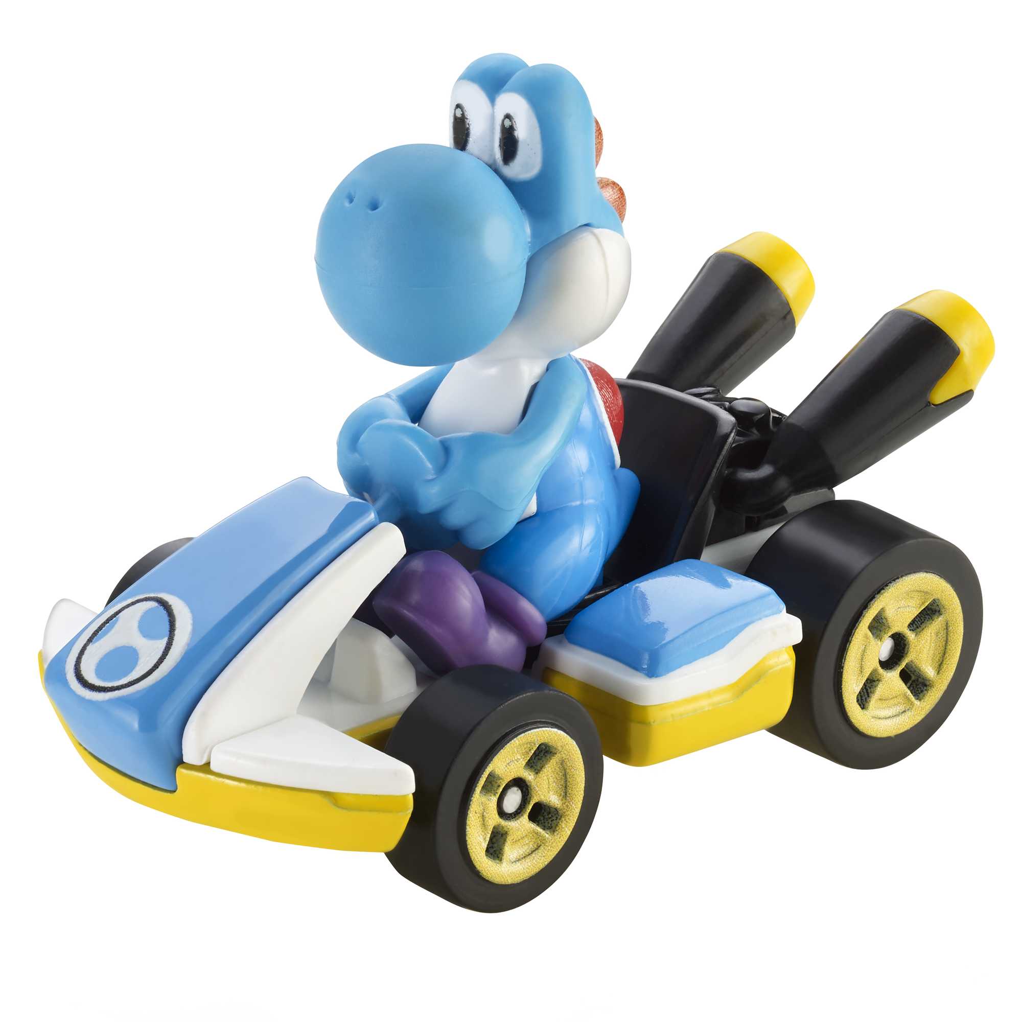 Hot Wheels Mario Kart Veículo de Brinquedo Kart Padrão Yoshi Azul Claro