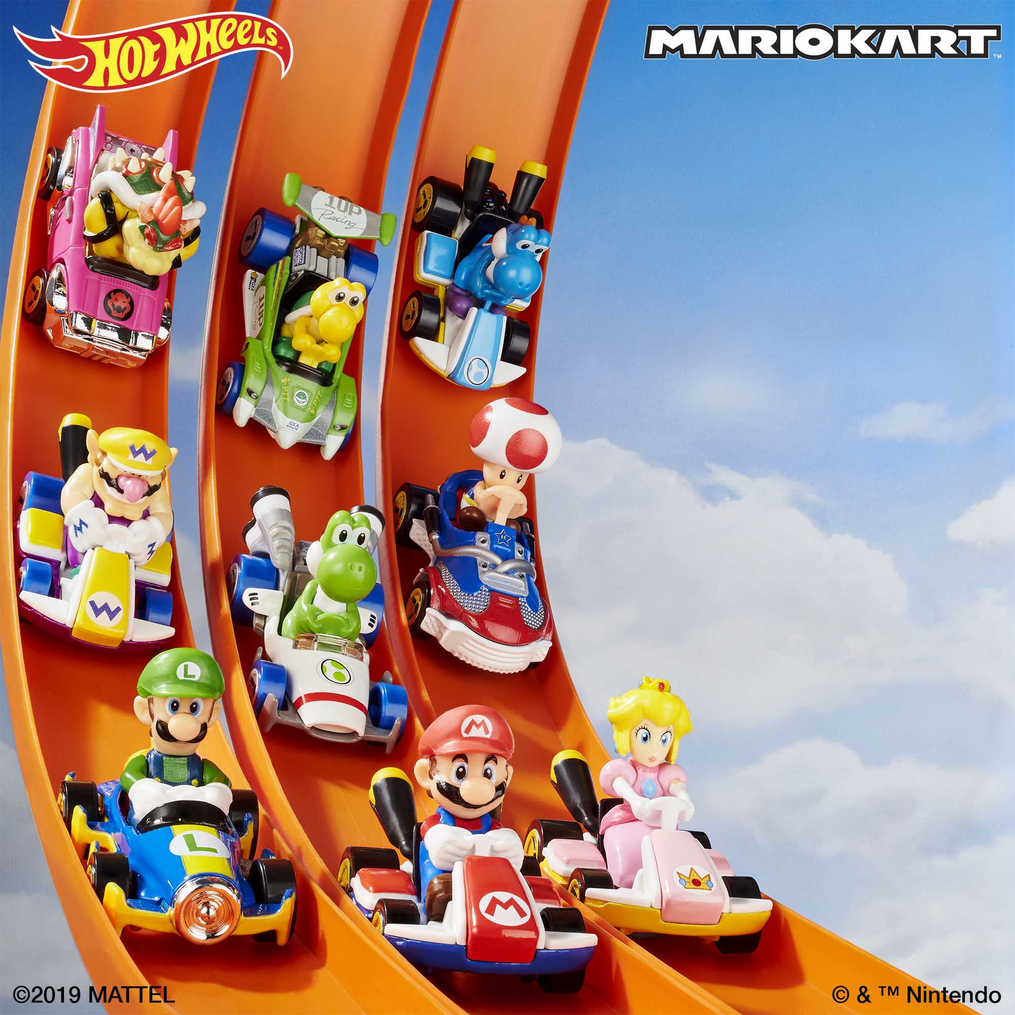 Hot Wheels Mario Kart Veículo de Brinquedo Kart Padrão Yoshi Azul Claro - Image 2