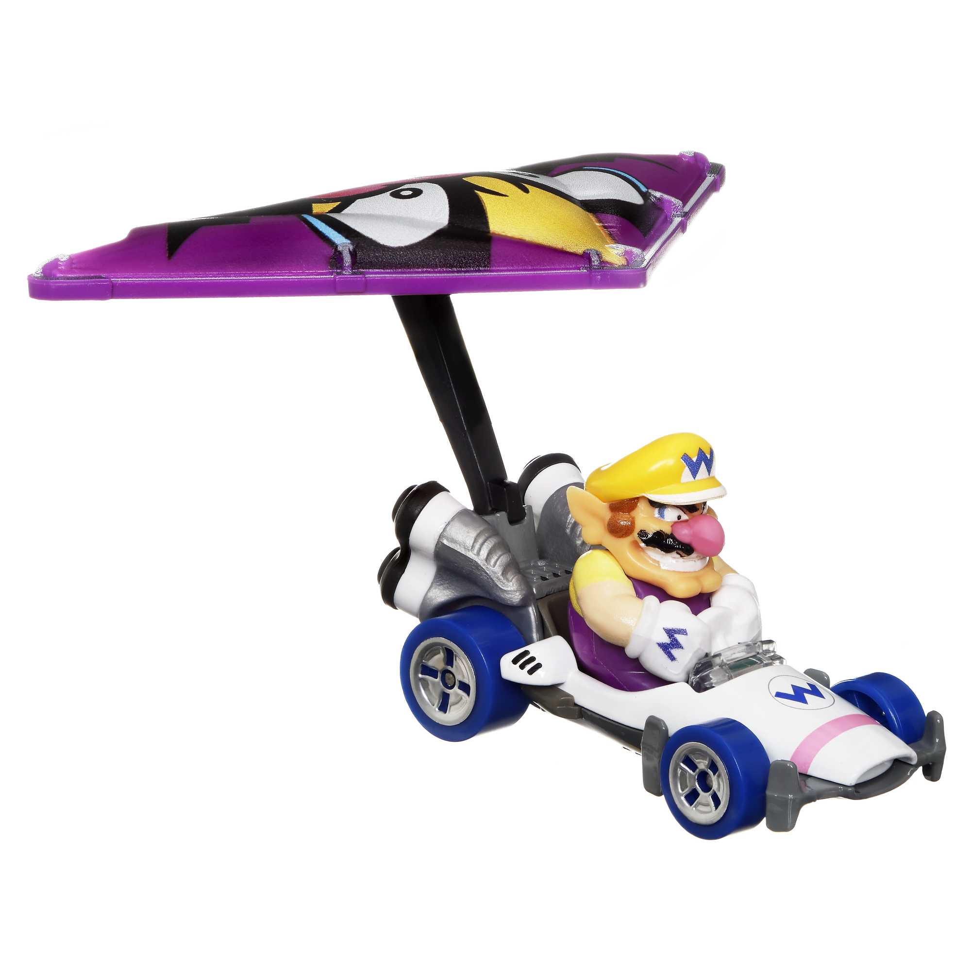 Hot Wheels Mario Kart Veículo de Brinquedo Waluigi B-Dasher com Wario Wing - Image 3