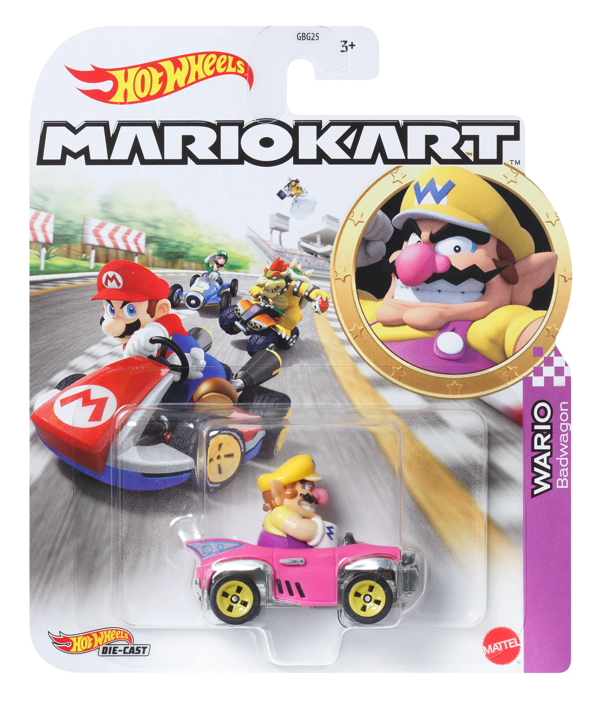 Hot Wheels Mario Kart Veículo de Brinquedo Wario Badwagon - Image 4