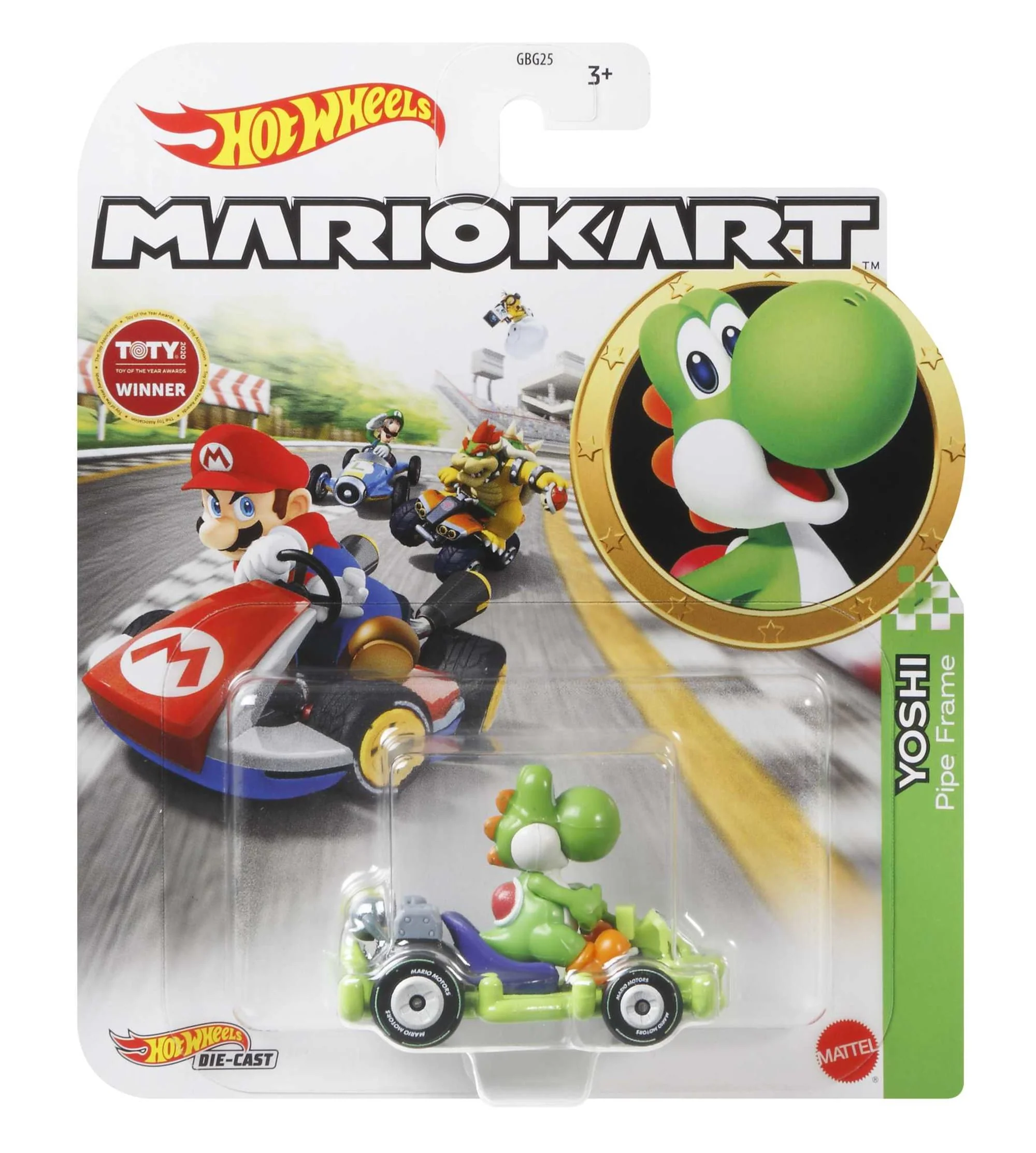 Hot Wheels Mario Kart Veículo de Brinquedo Yoshi Pipe Frame - Image 4