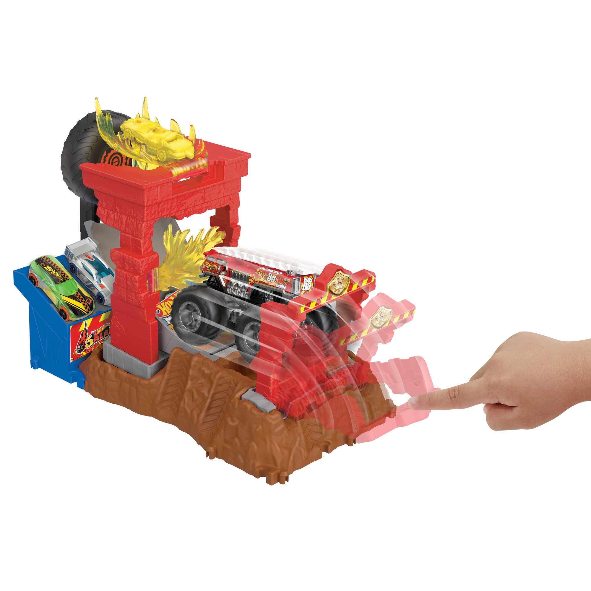 Hot Wheels Monster Trucks Arena Smashers™ 5-Alarm Fire Crash Challenge™ Playset - Image 3