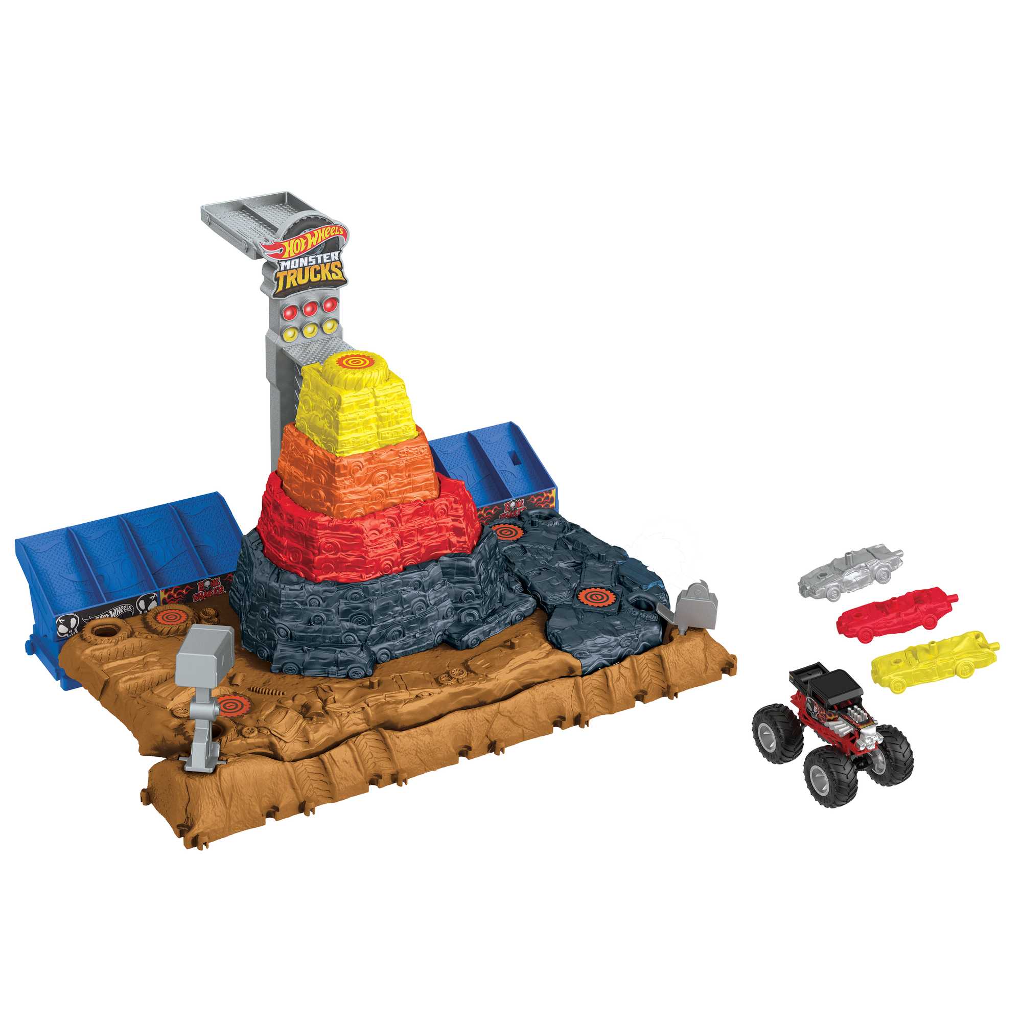 Hot Wheels Monster Trucks Arena Smashers Bone Shaker Ultimate Crush Yard With 1 Vehicle