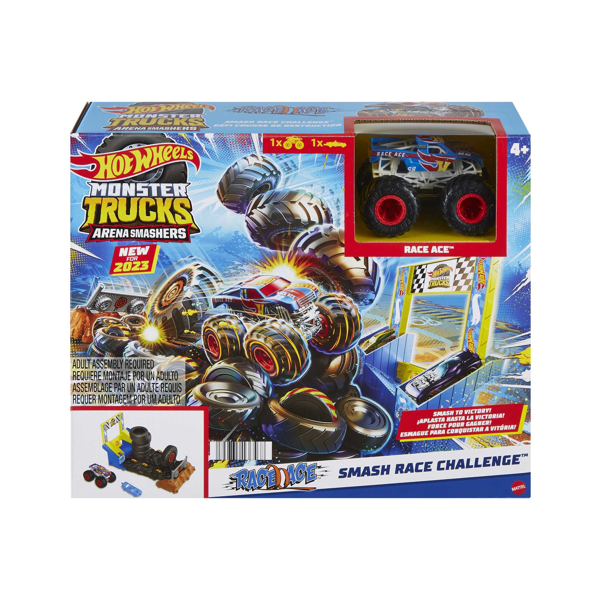Hot Wheels Monster Trucks Arena Smashers™ Race Ace Smash Race Challenge™ Playset - Image 4