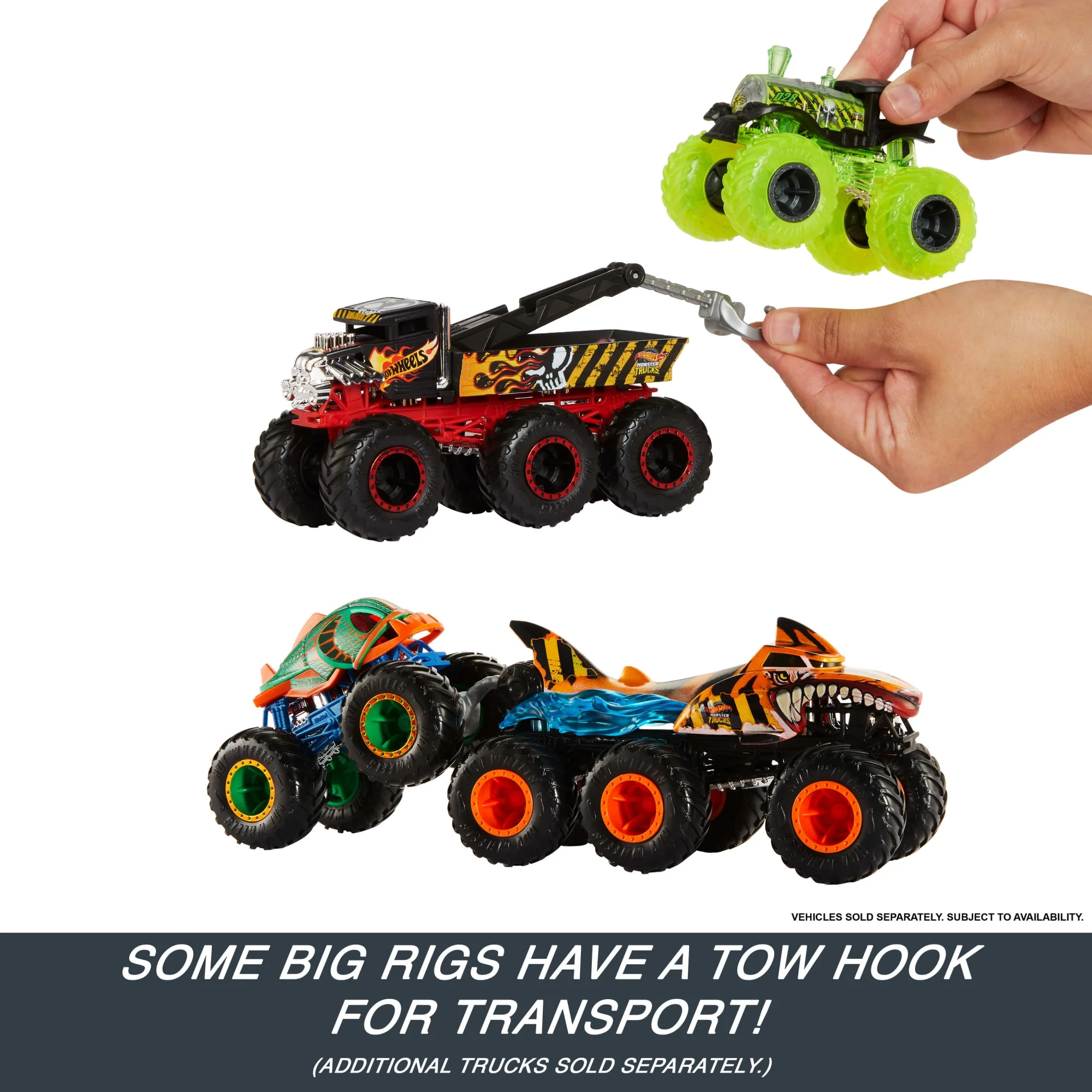 Hot Wheels Monster Trucks Big Rigs, 1:64 Scale Die-Cast Toy Truck With 6 Wheels - Image 2