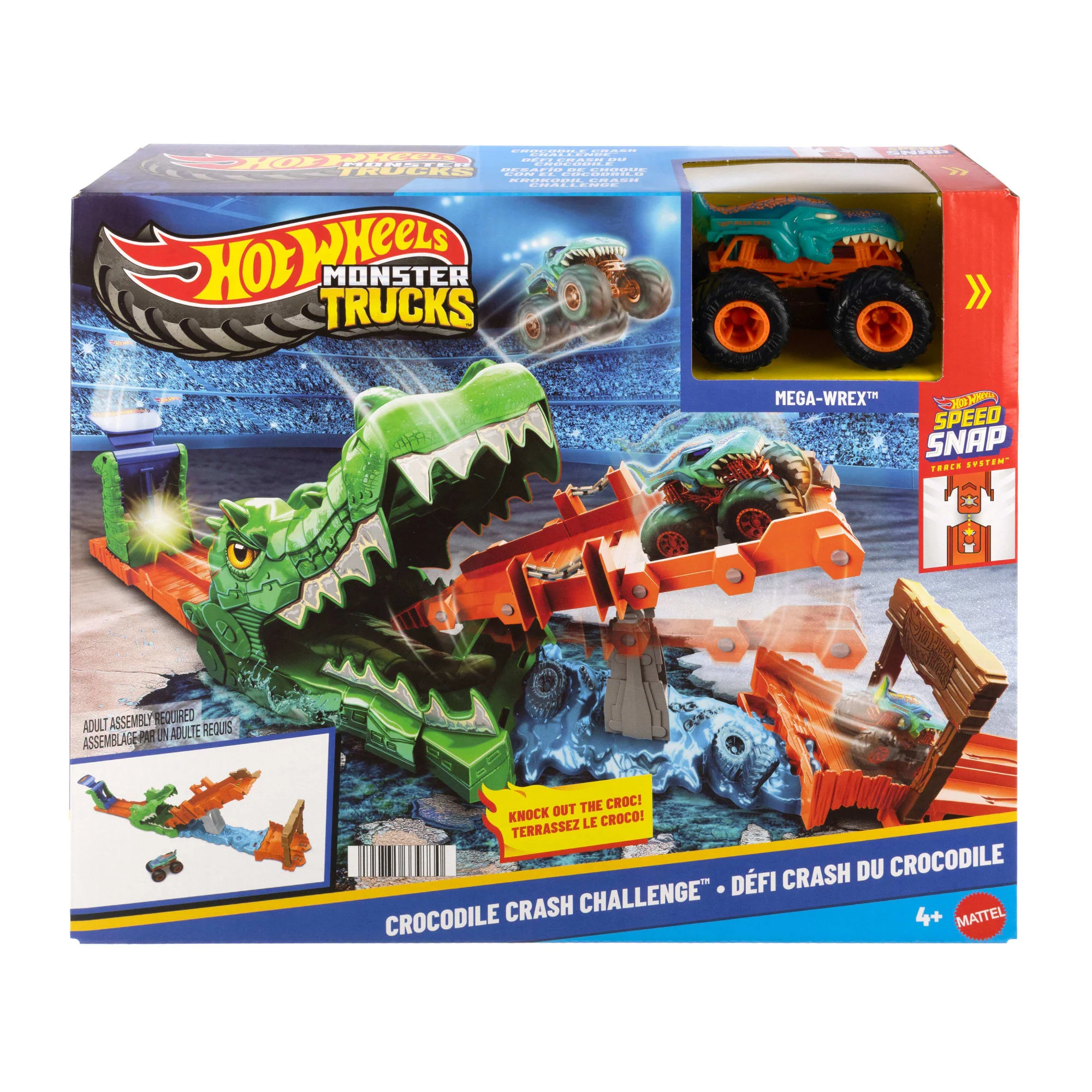 Hot Wheels Monster Trucks Crocodile Crash Challenge Playset & 1:64 Scale MEGA-Wrex Toy Vehicle - Image 6