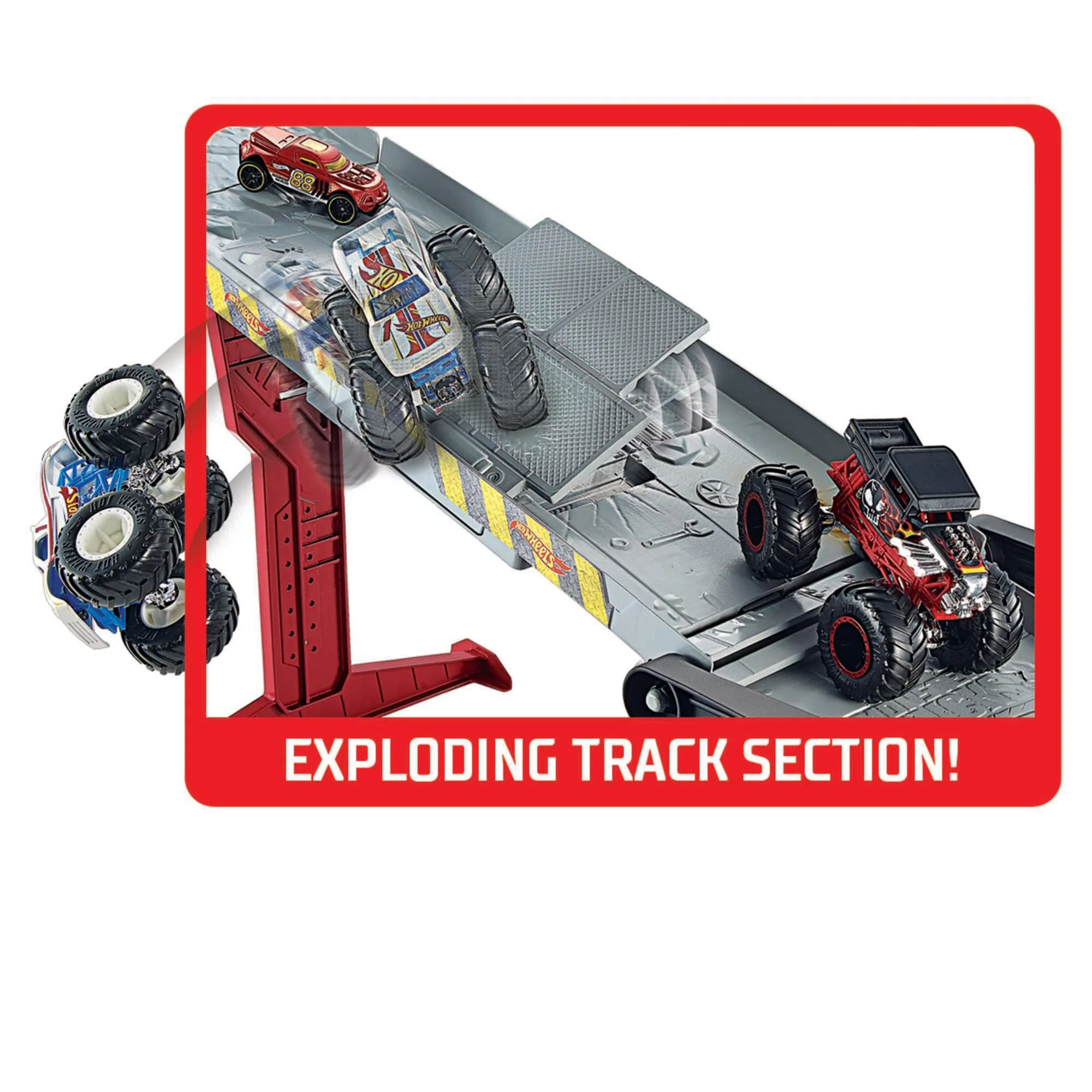 Hot Wheels Monster Trucks, Transporter And Track With 1:64 Scale Toy Truck - Image 3