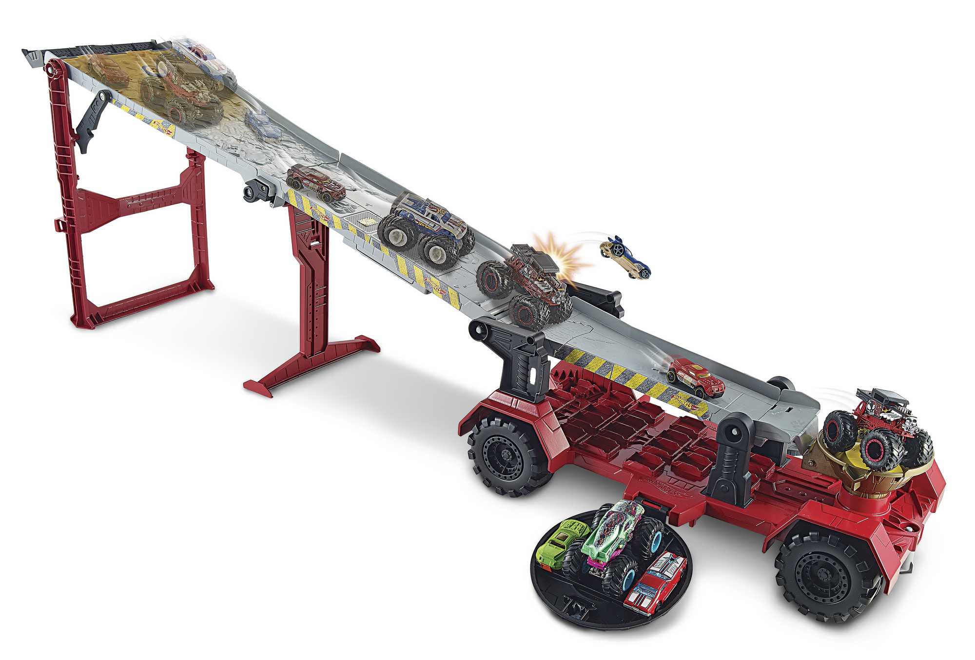 Hot Wheels Monster Trucks, Transporter And Track With 1:64 Scale Toy Truck - Image 5
