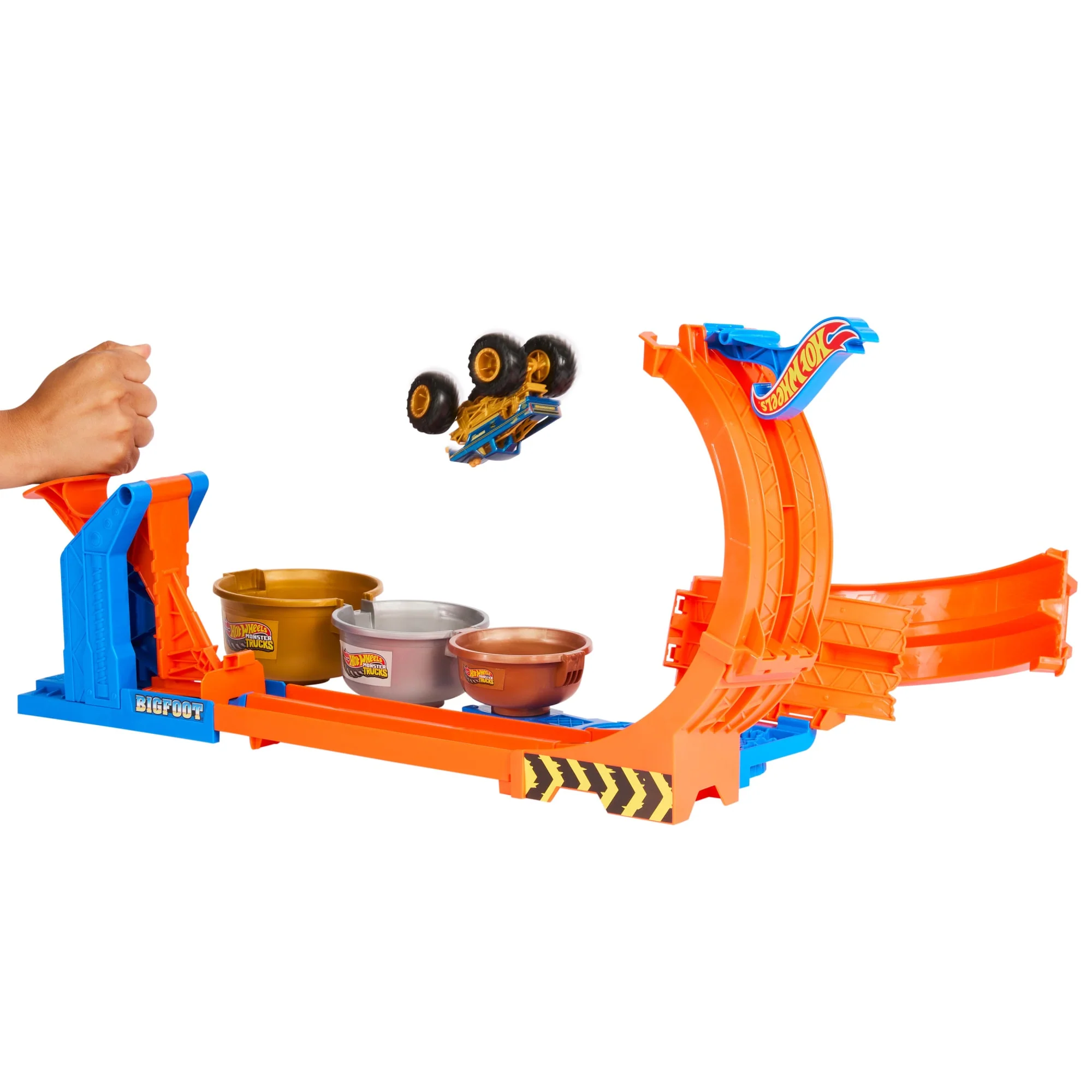Hot Wheels Monster Trucks Loop-And-Flip Trophy Challenge Playset & Die-Cast Bigfoot Toy Truck - Image 2