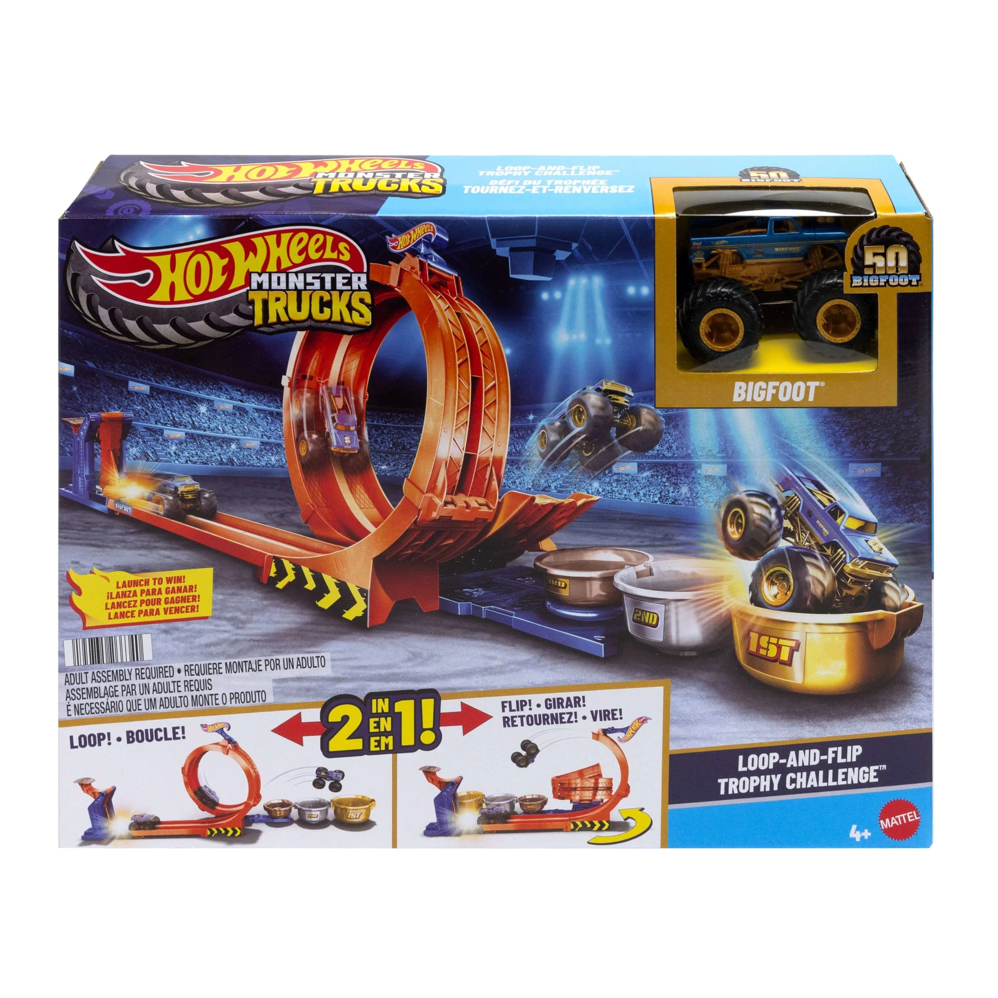 Hot Wheels Monster Trucks Pista de Juguete Competencia de Big Foot Giros Extremos - Image 6