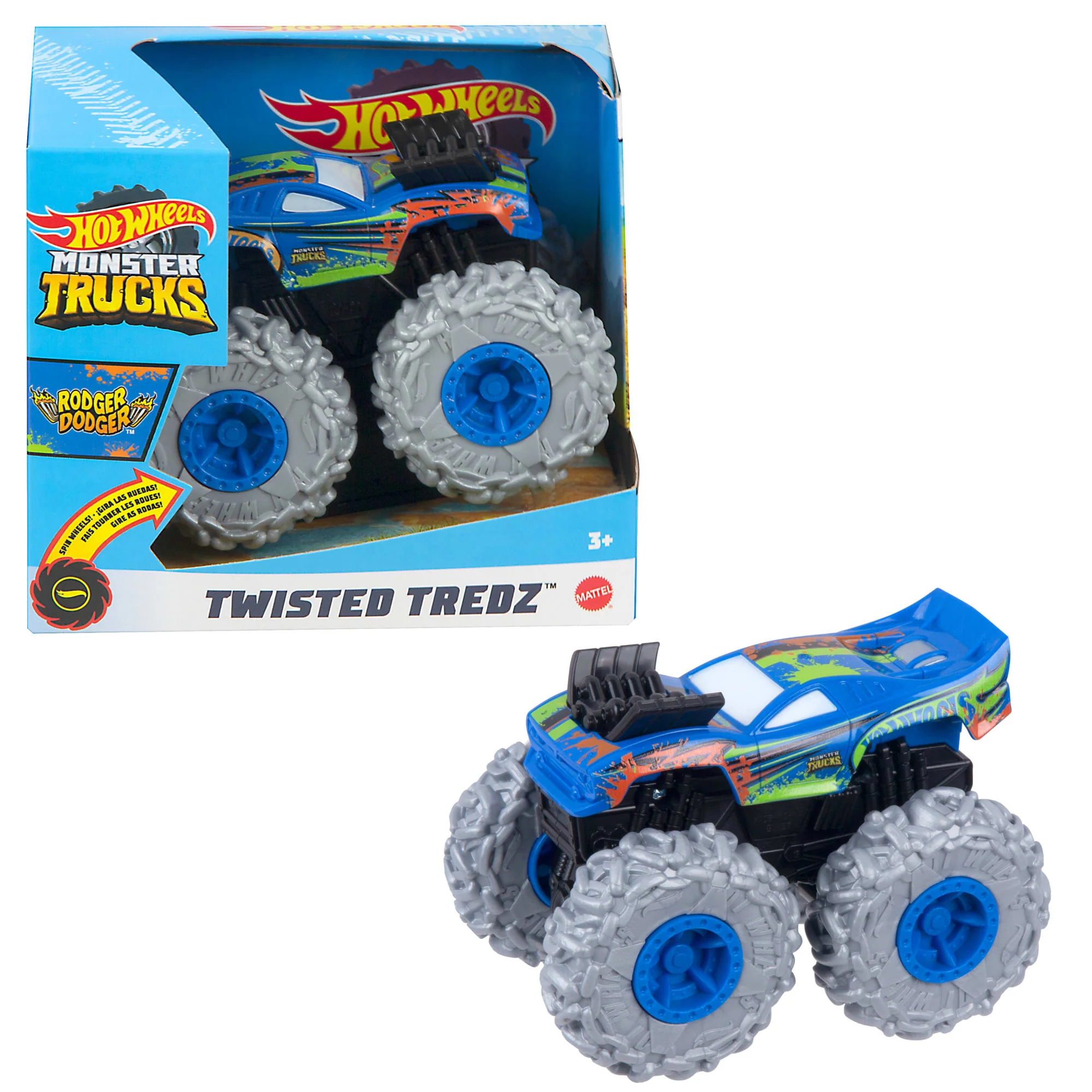 Hot Wheels Monster Trucks Twisted Tredz Véhicule, Échelle1:43