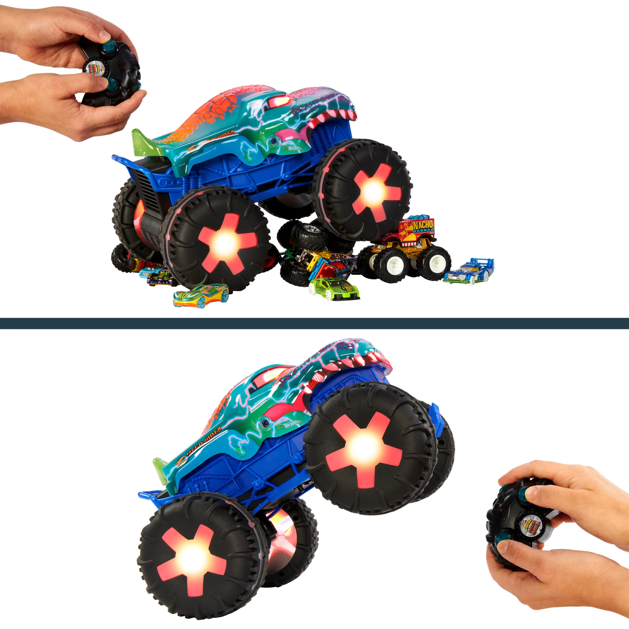 Hot Wheels Monster Trucks Vehículo a Control Remoto Mega Wrex Luces y Sonidos Escala 1:15 - Image 4